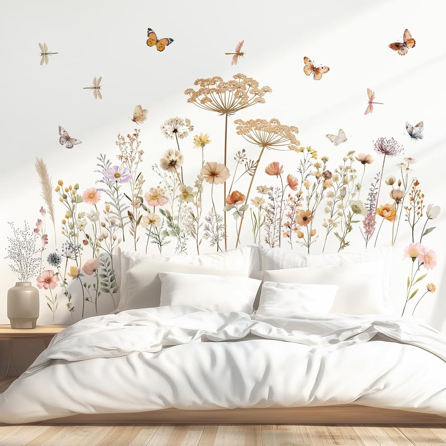 SG2-2513 Boho Wild Flower Wall Decals Botanical Peel and Stick Removable Stickers