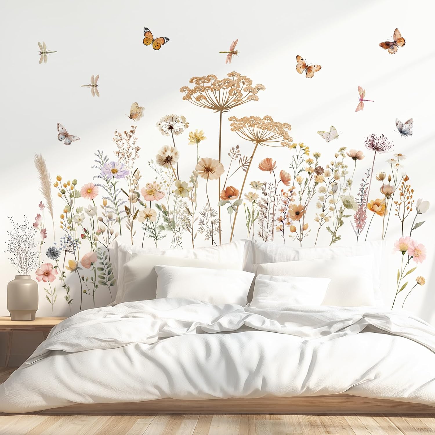 SG2-2513 Boho Wild Flower Wall Decals Botanical Peel and Stick Removable Stickers