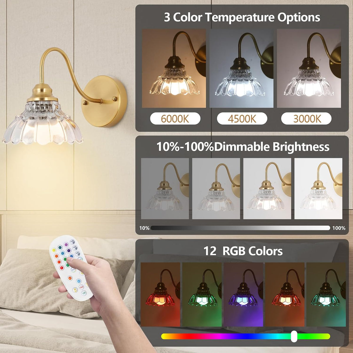 Vintage Battery Operated Wall Sconce,Wireless Wall Sconces Set of 2 with Remote,Rechargeable Wall Sconces Set of