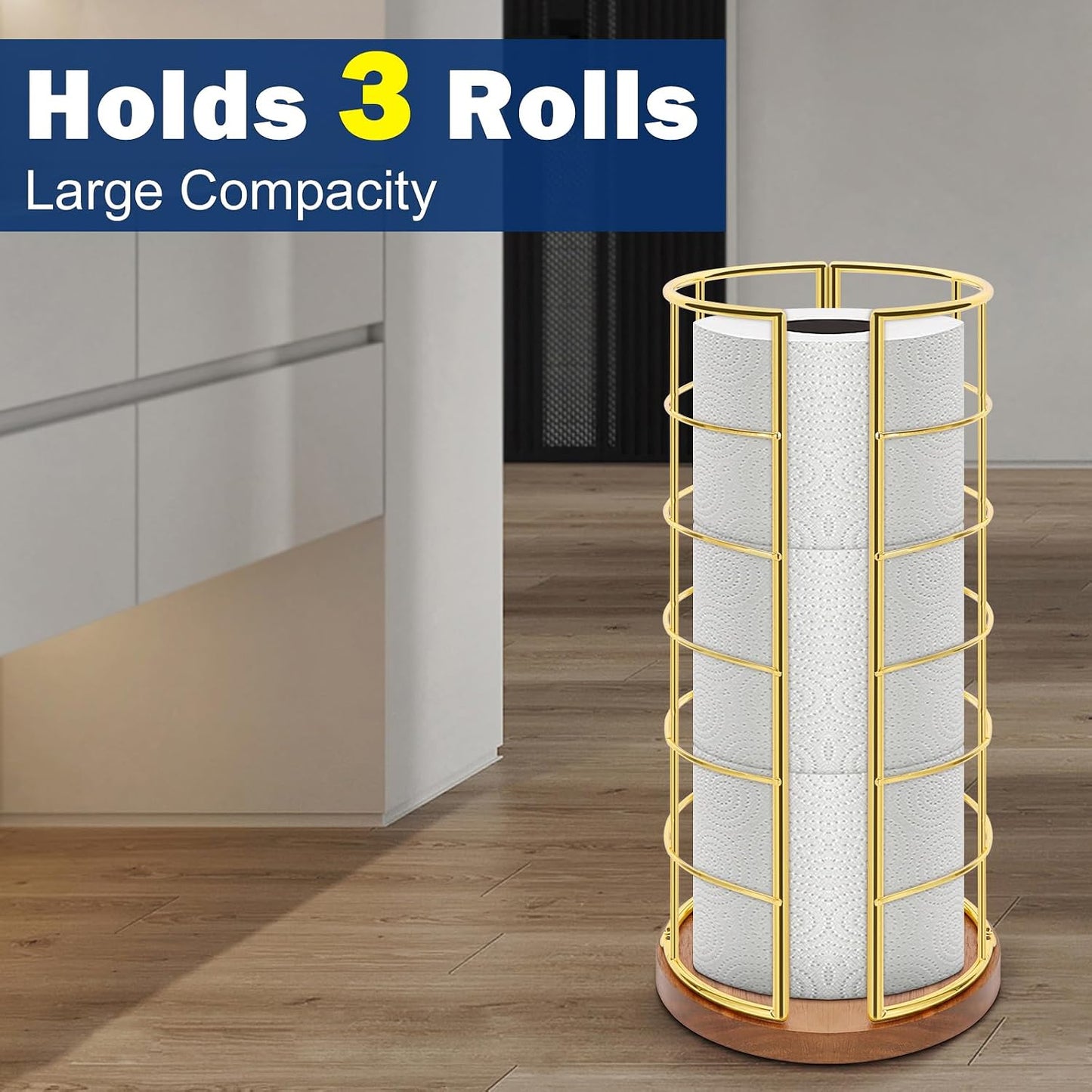 NearMoon Toilet Paper Organizer Stand, Freestanding 3 Rolls Tissue Storage, Metal Bathroom Accessory, Rustproof Toilet