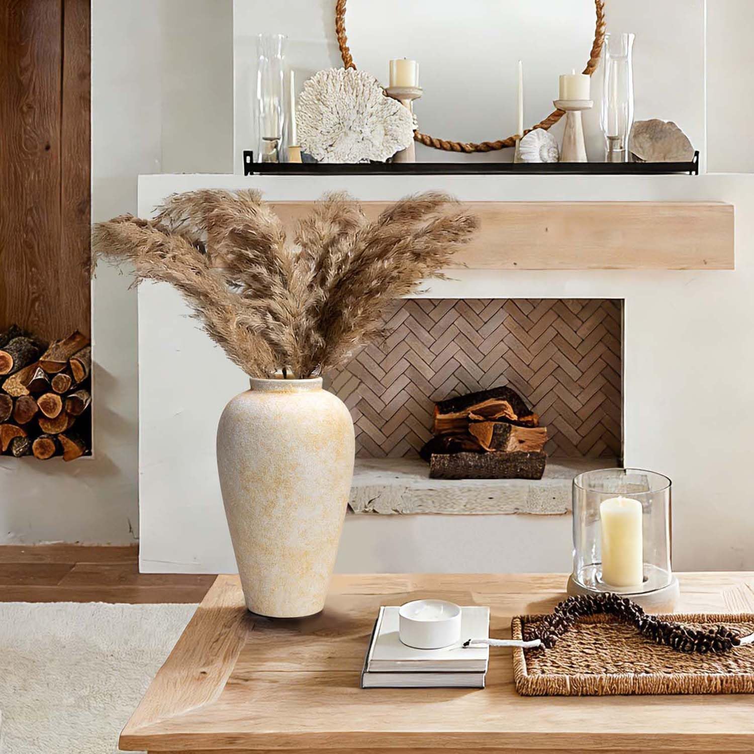 Rustic Decorative Vases / Farmhouse Cream-9.2 / 9.2 Inch