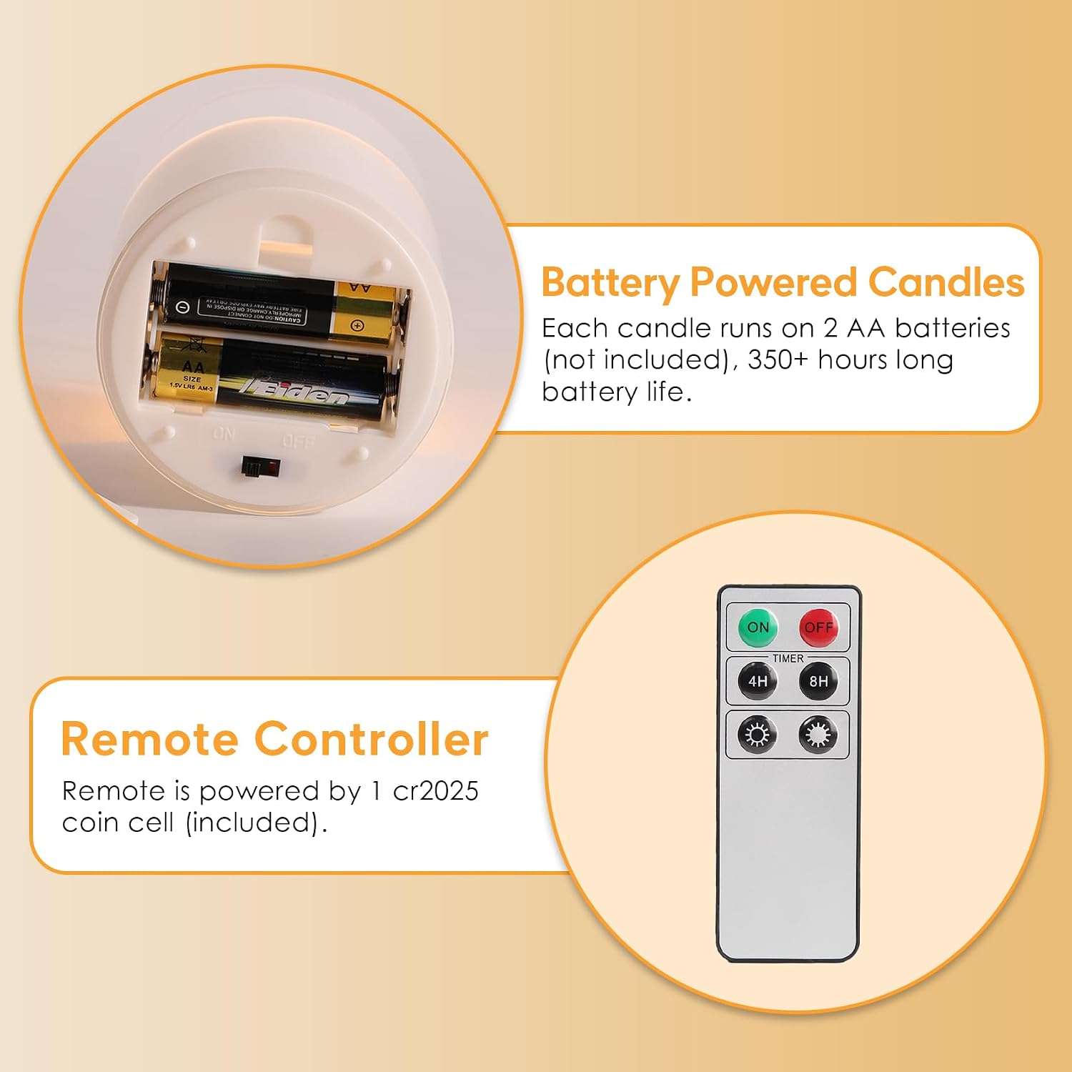 Clear Glass Flameless Candles with Remote Timer, Flickering Battery LED Pillar Candles Set of 3