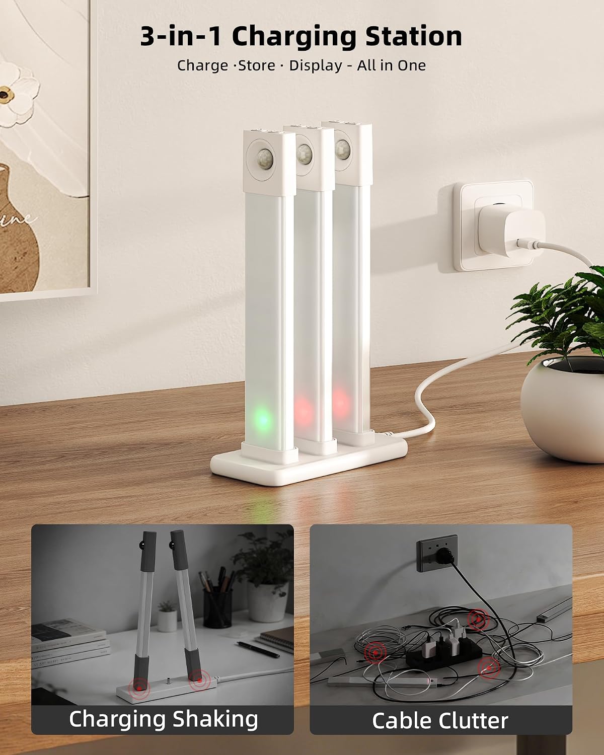 EZVALO 6 Pack 8 inch Under Cabinet Lighting with Charging Station, Rechargeable Motion Sensor Lights, Wireless Magnetic