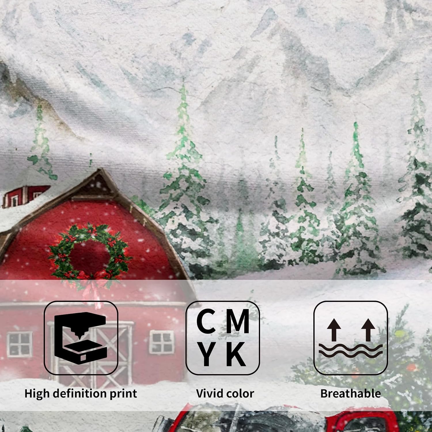 Giwawa Merry Christmas Hand Towels Set of 2 Red Truck Face Guest Towel Xmas Holiday Decorative Soft Fingertip Towel for
