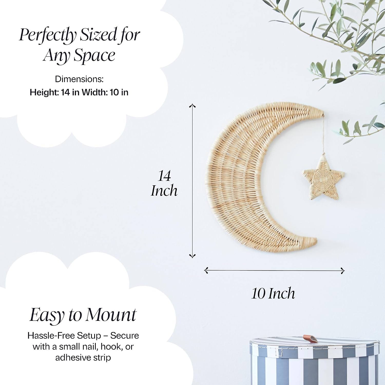 Handmade Rattan Moon Wall Decor / Natural