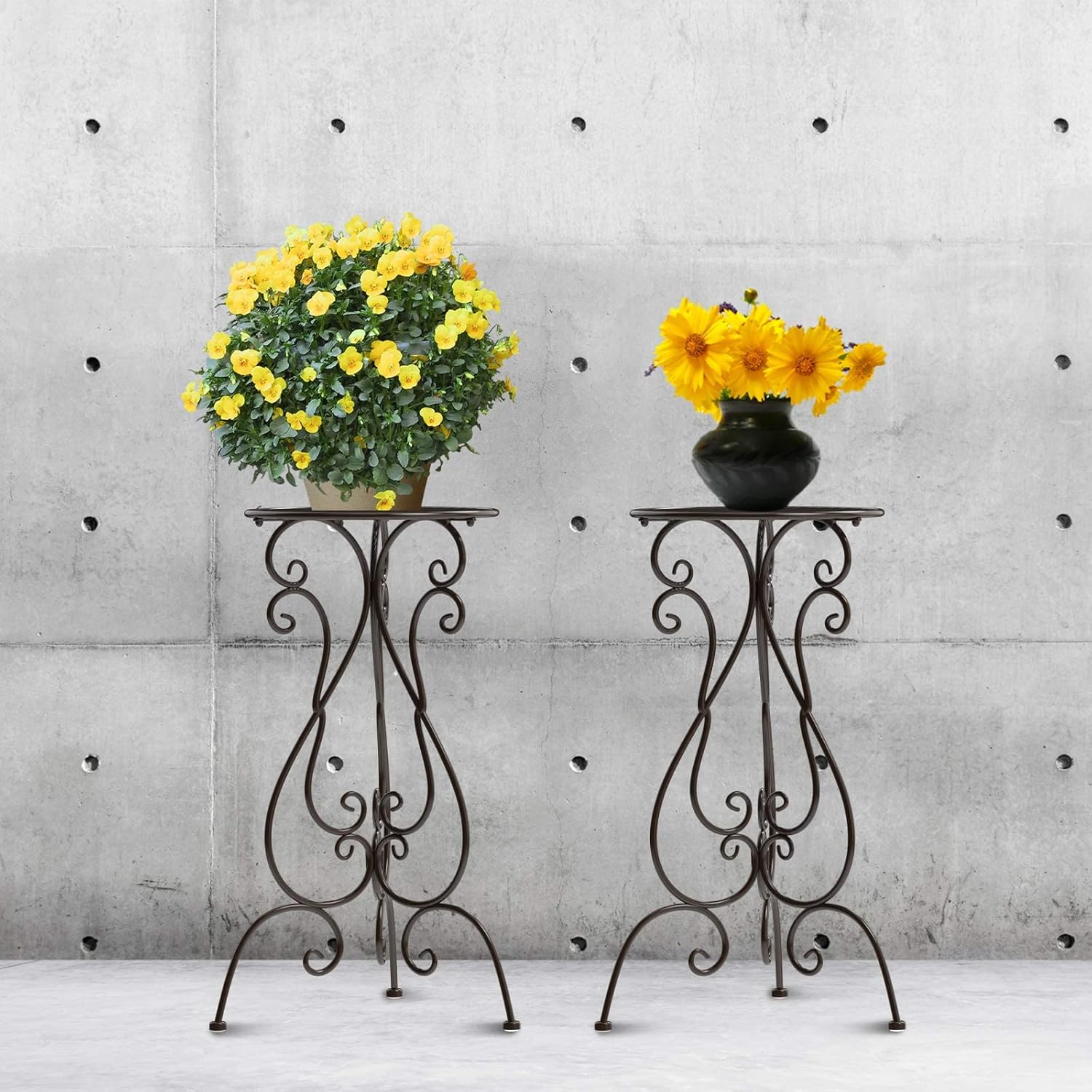 NAKUPE 2 Pack Plant Stands Indoor Outdoor, Metal Flower Pot Holder 22.5 inch Tall, Heavy Duty Pedestal Plants Stand for