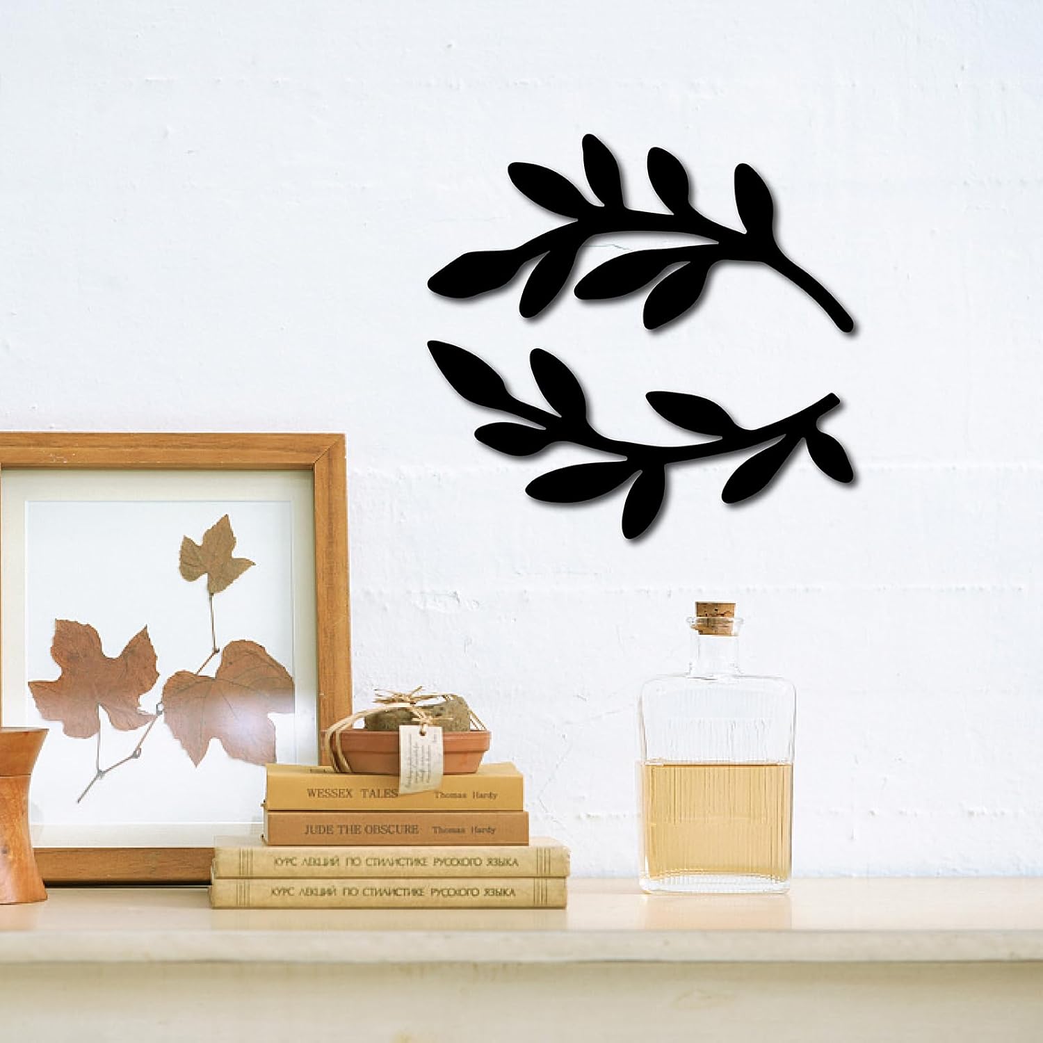 Leaf Wooden Wall Art Decor Wood Sign Laser Cut Basswood Silhouette / Black Leaf / Set of 2