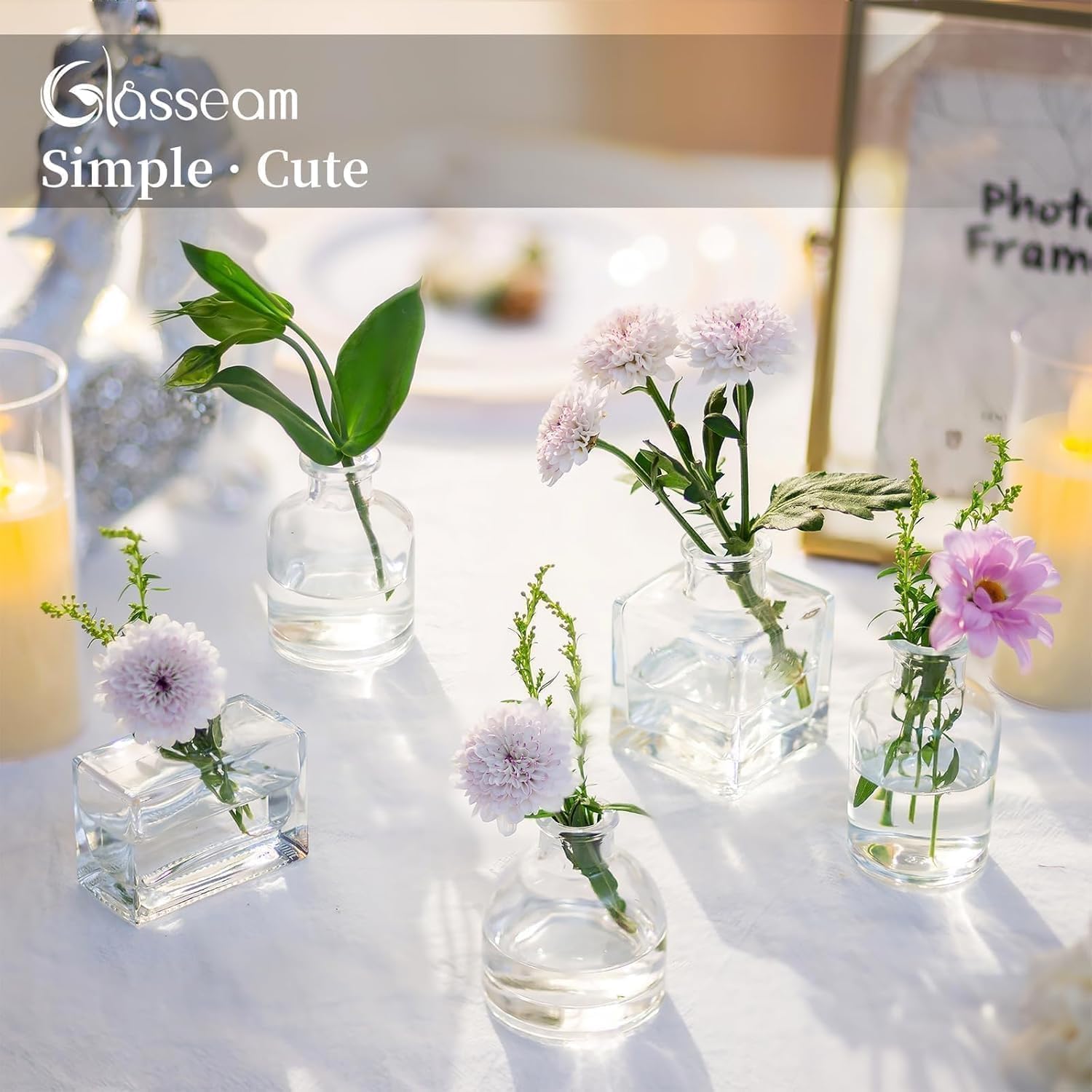 Mini Glass Bud Vases / Clear / Set of 5