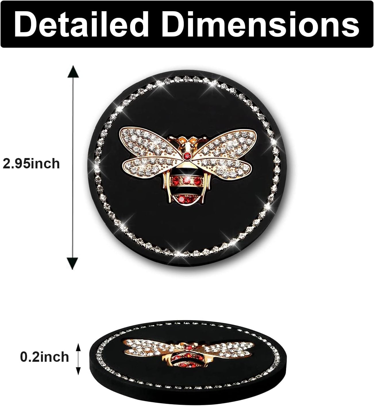 Bling Cup Holder Insert Coaster- Silicone Anti-Slip Shockproof / Bee / 2.75 Inch / Set of 4