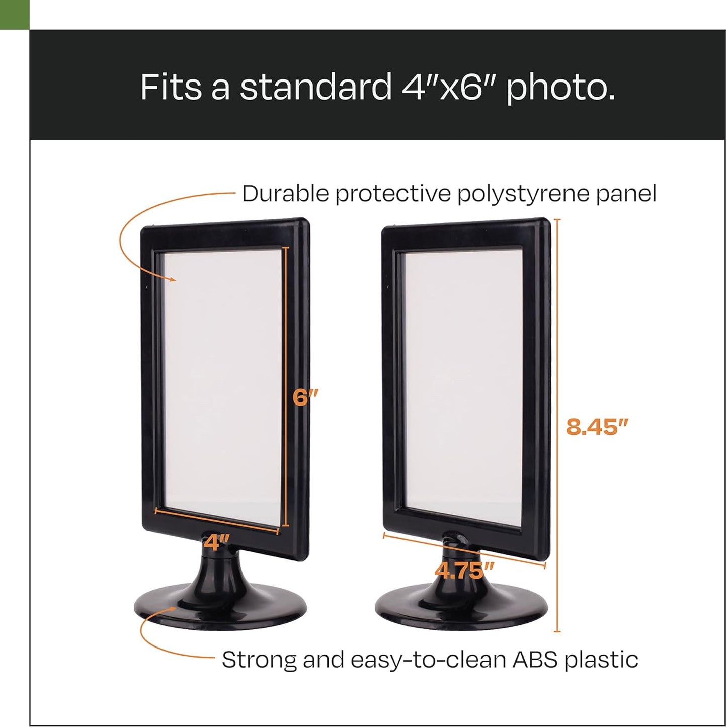 Pedestal Photo Frame / Black / Square / 4 x 6