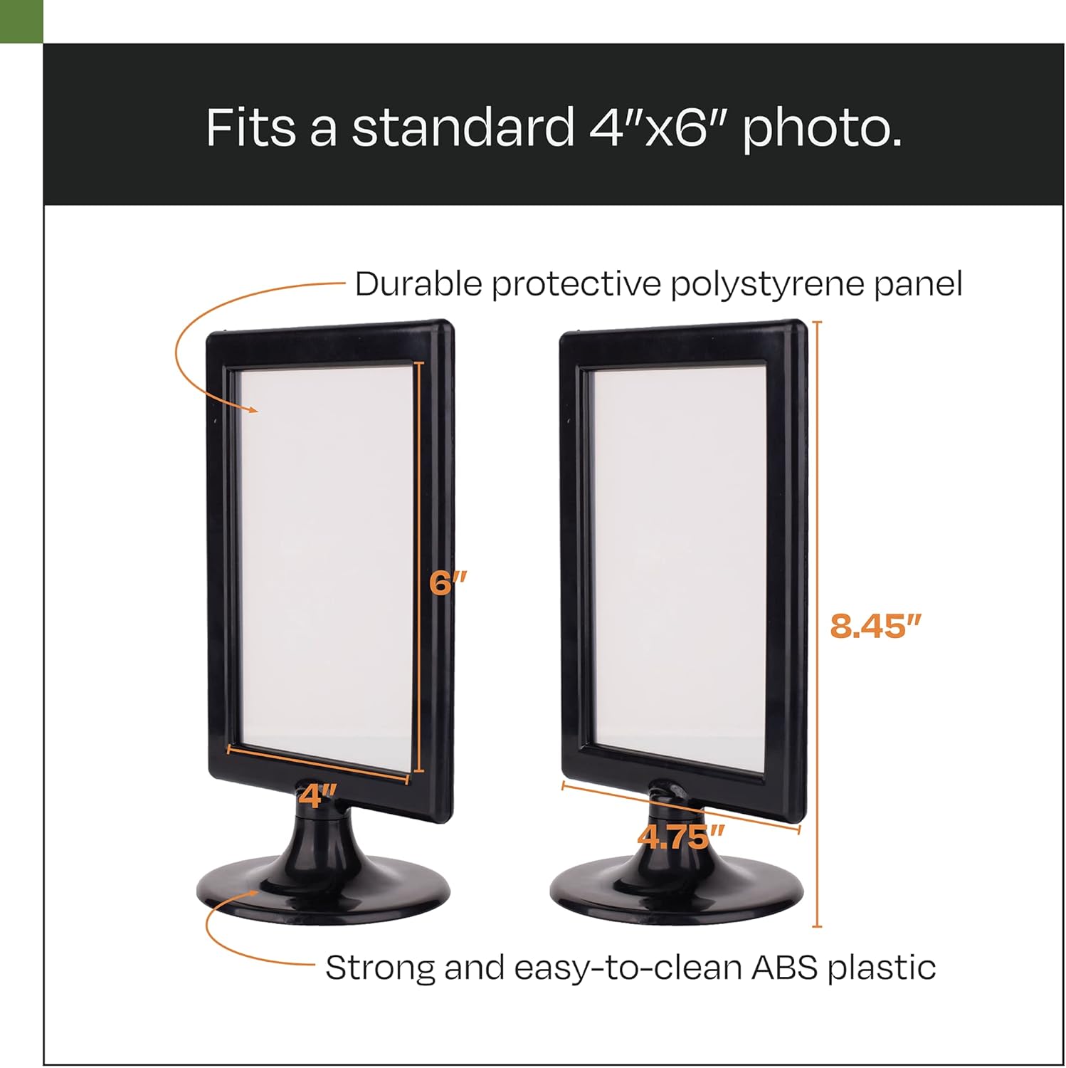Pedestal Photo Frame / Black / Square / 4 x 6