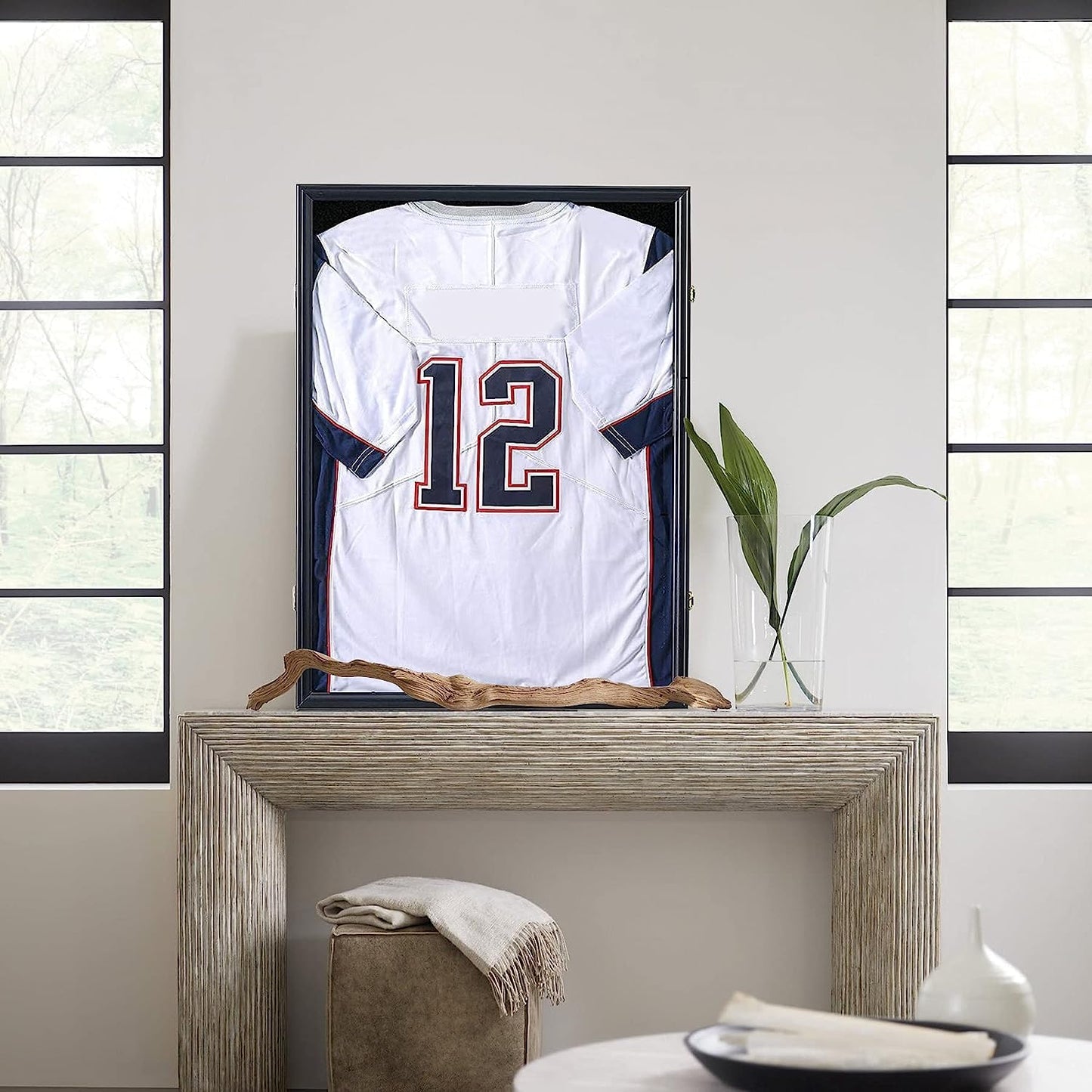 Sports Jersey Frame Display case for 2XL Football Jersey Display，3PC | Matte black wood frame, UV shatterproof acrylic