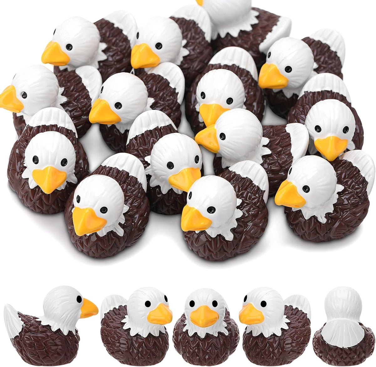 50 Pcs Bald Eagle Ducks Toy Figures, Mini Eagle Resin Ducks Bulk