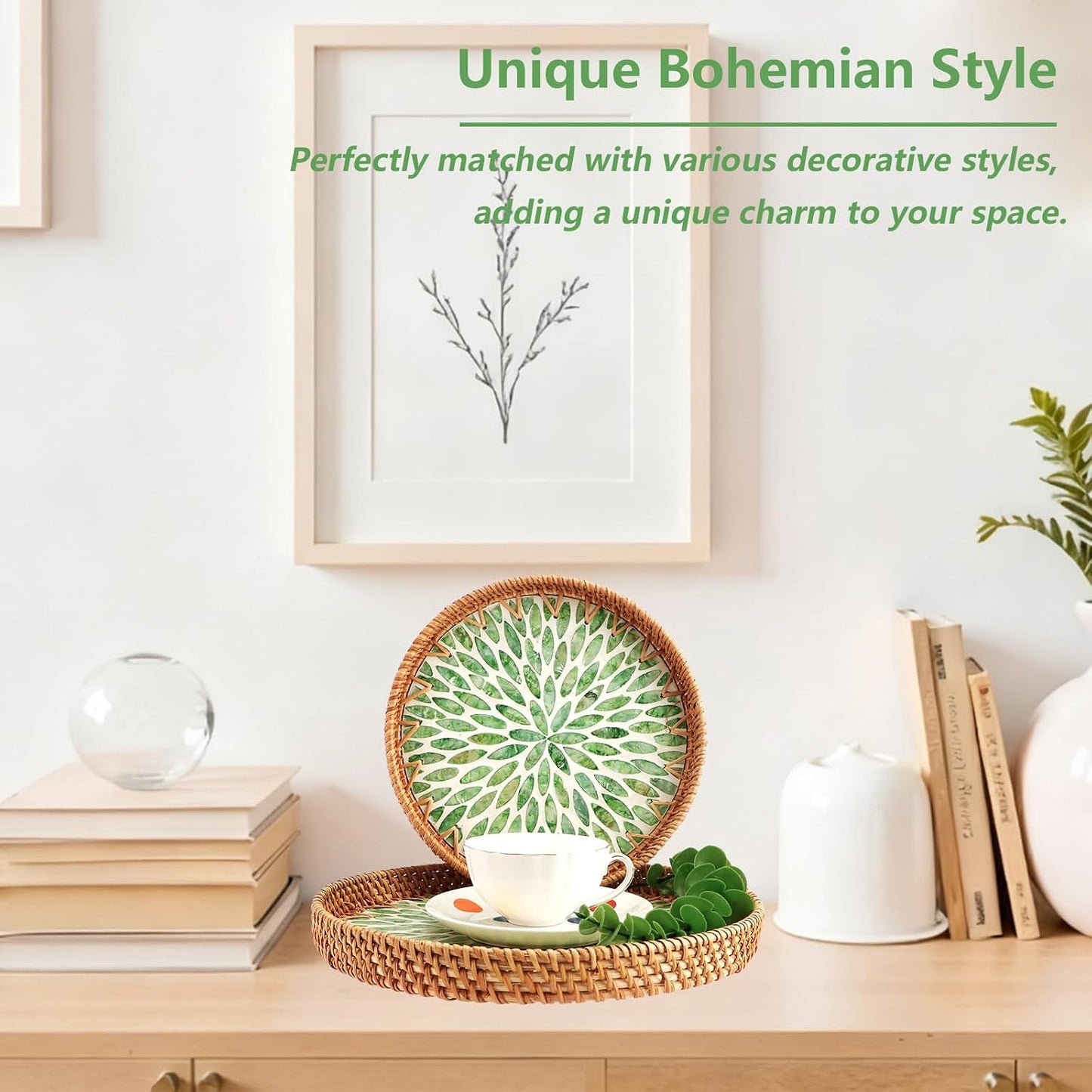 Round Rattan Tray / Set of 2