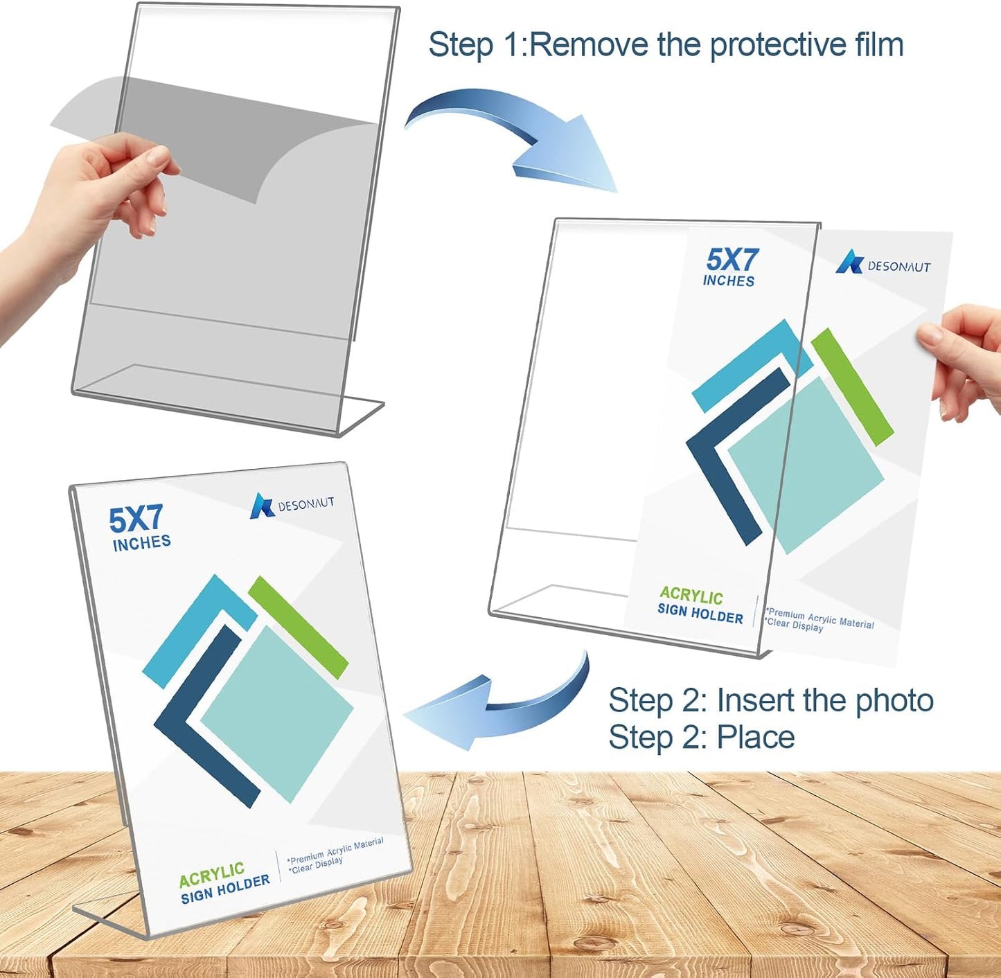 Acrylic Sign Holder / Clear / 5 x 7 / Set of 8