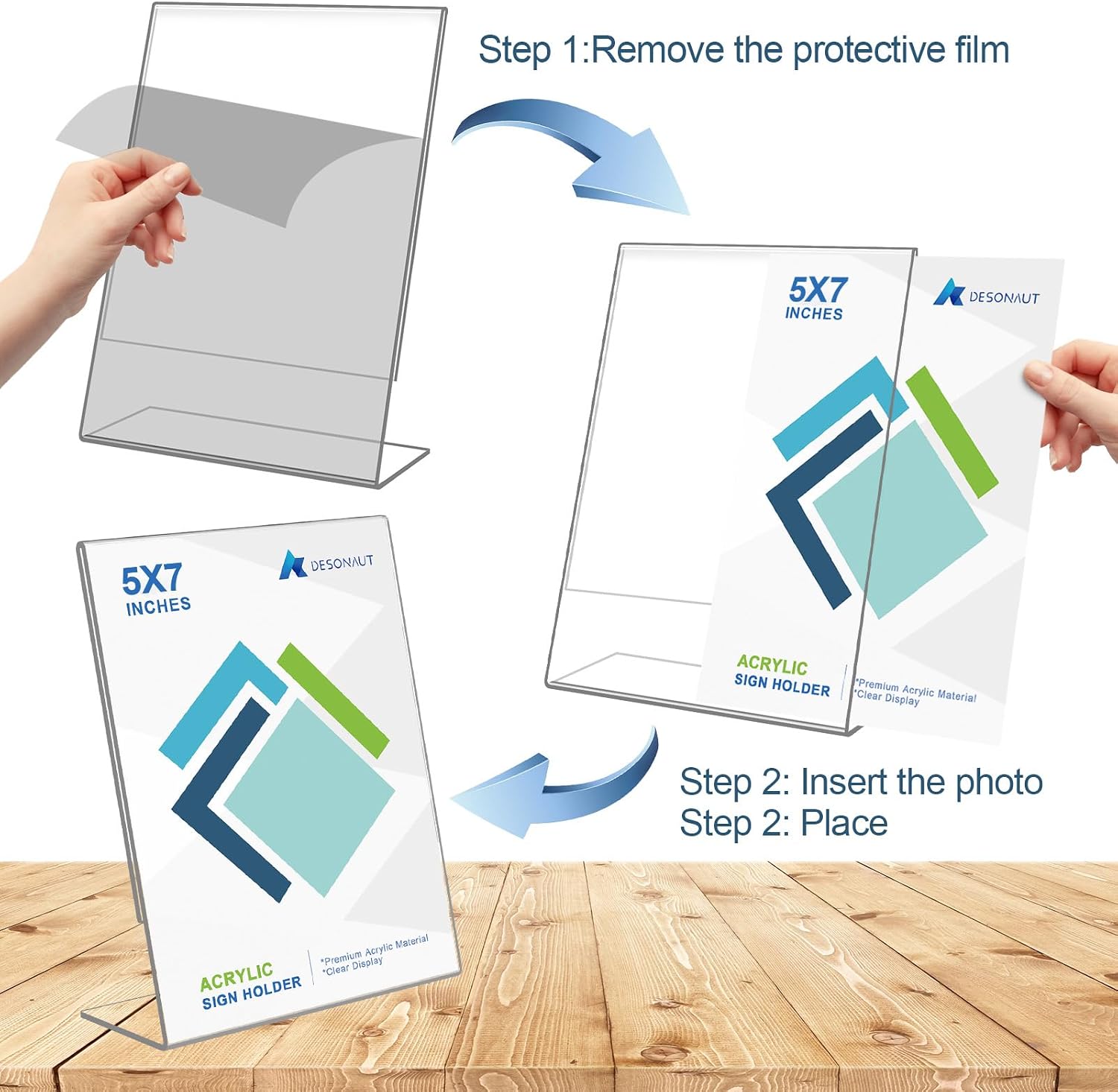 Acrylic Sign Holder / Clear / 5 x 7 / Set of 8