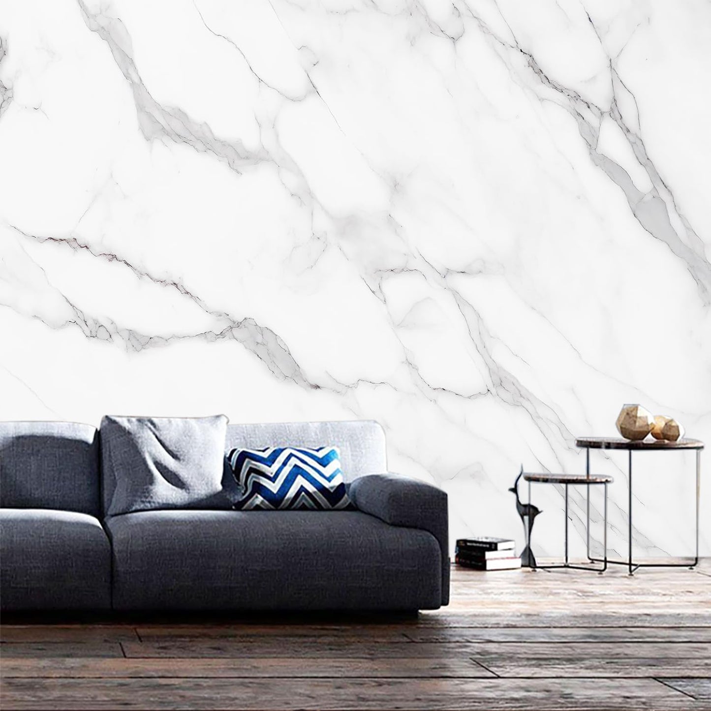 Elegant Marble Pattern self-Adhesive Mural and Light-Colored Striped / Zzsl-08 / 85 x 118 / White