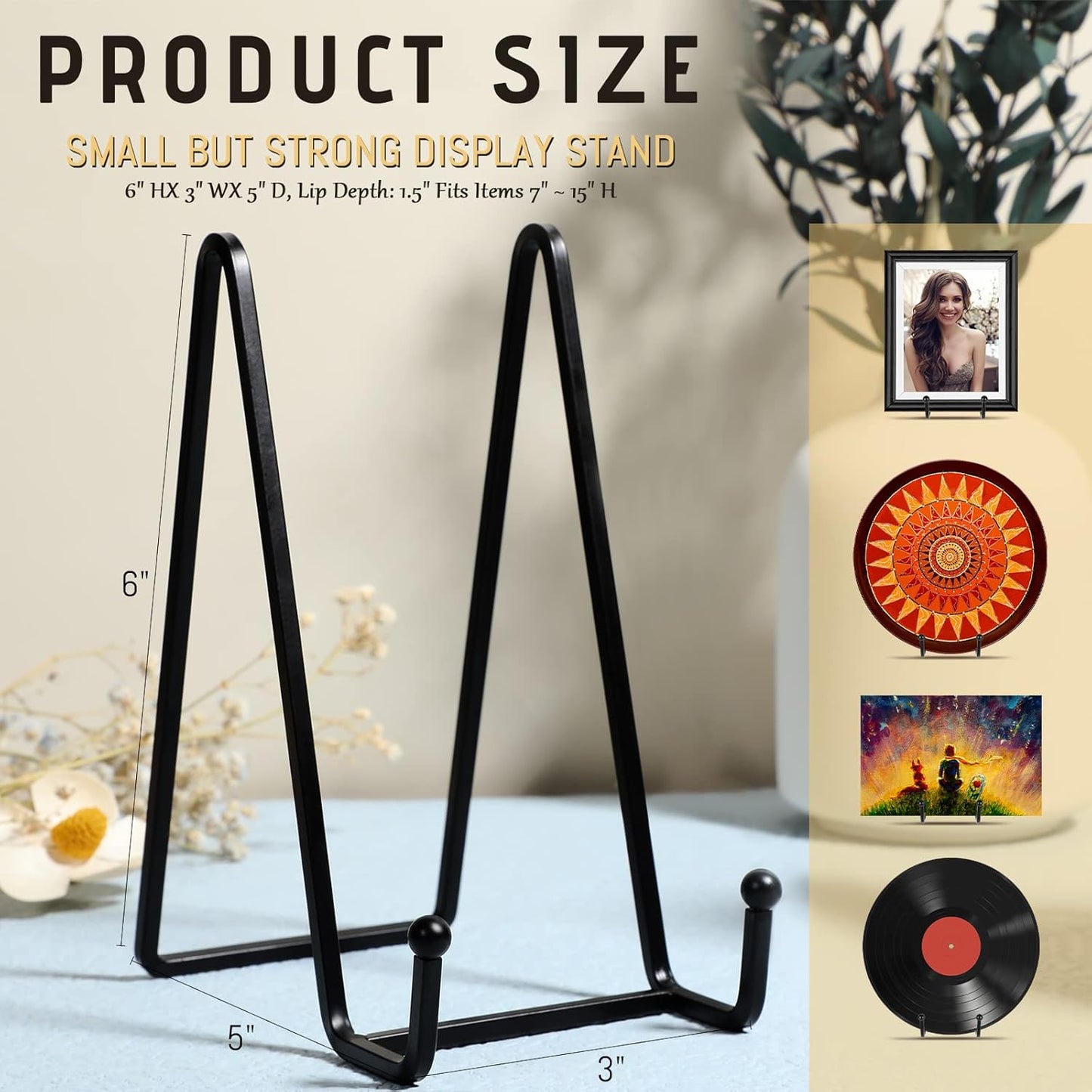 Plate Stands for Display Plate Holder Display Stands Picture Frame Holder Metal / 6 Inch / Set of 18