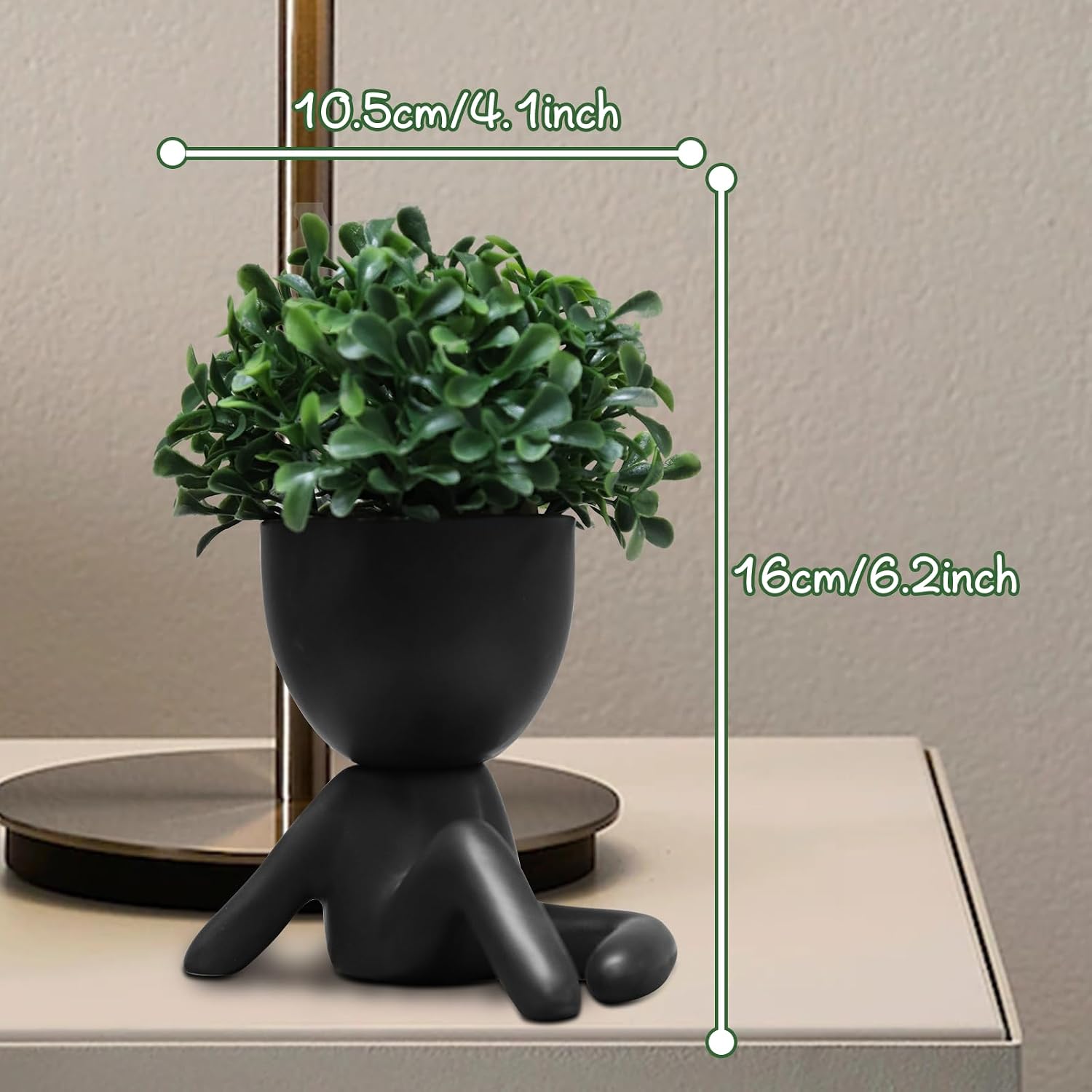 Small Fake Plants Decor / Black-e