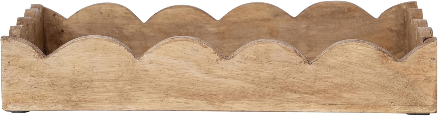 Mango Wood Scalloped Tray / Natural