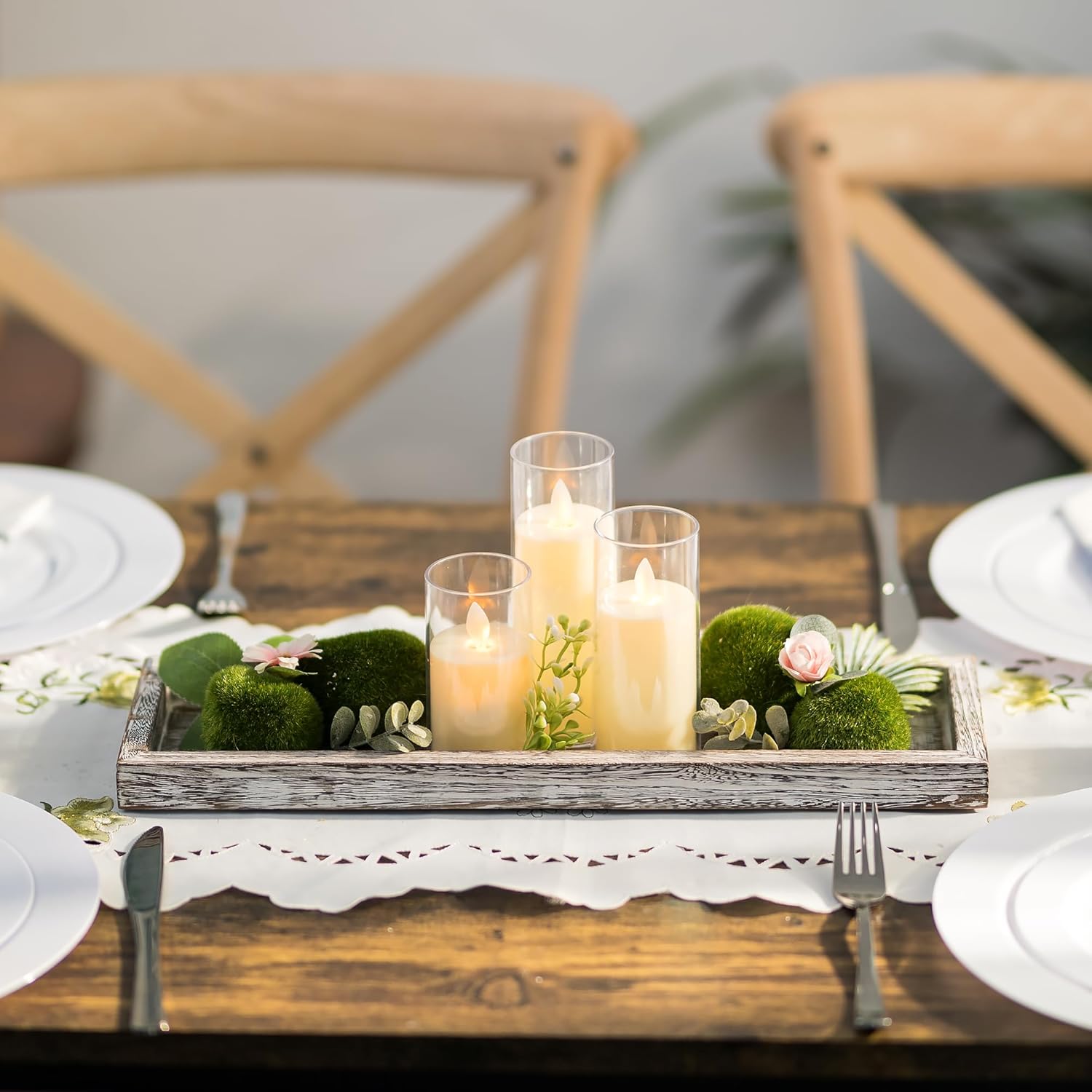Farmhouse Small Trays / Whitewashed / 17 Inch