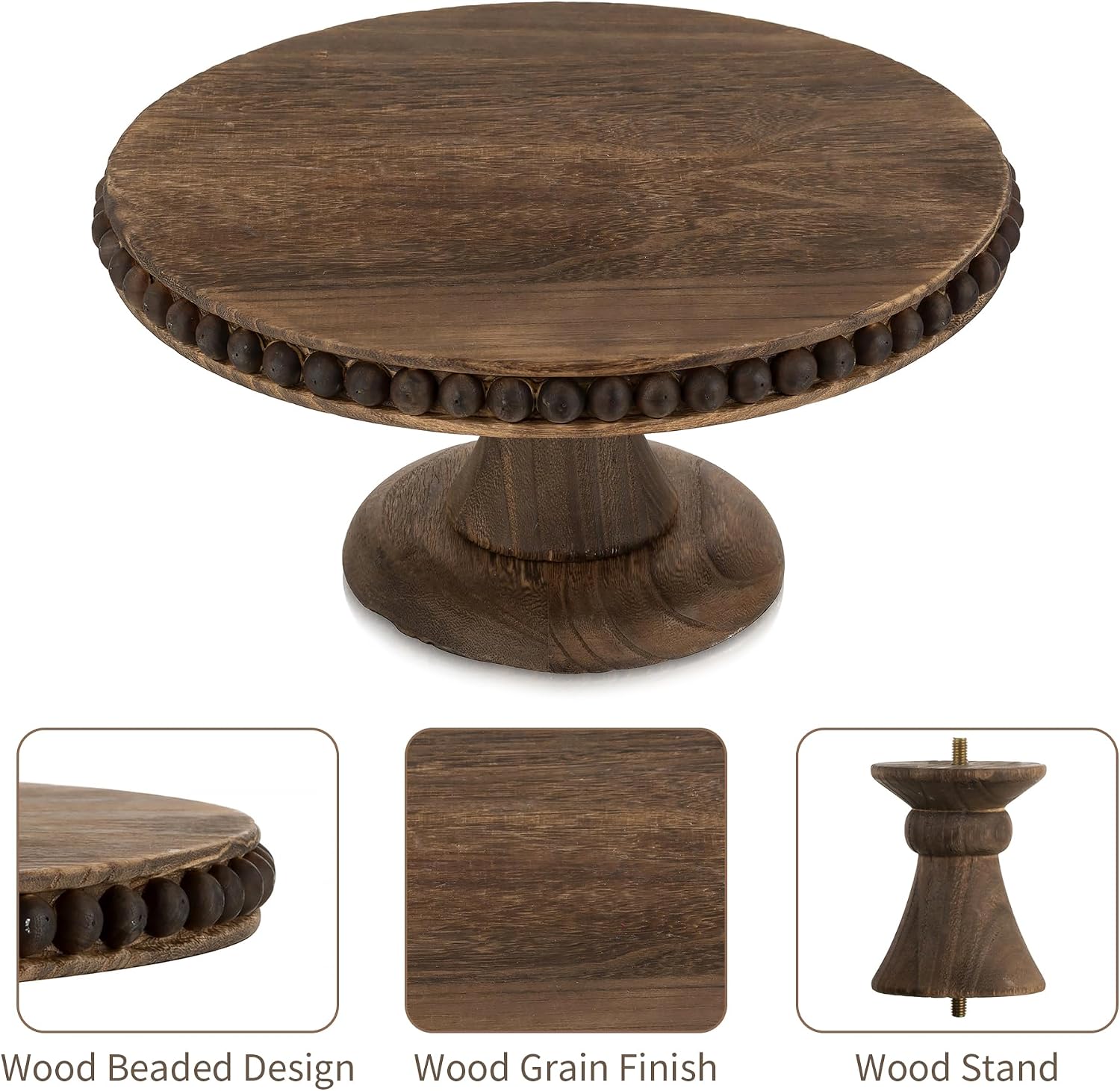 Round Wood Cake Stand / Brown-11.81 / 12 Inch