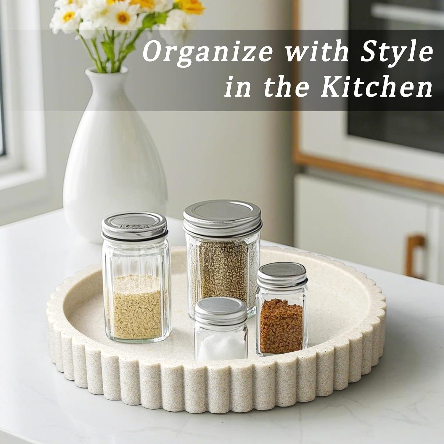 Modern Organizer / Decorative Coffee Table Tray / Beige