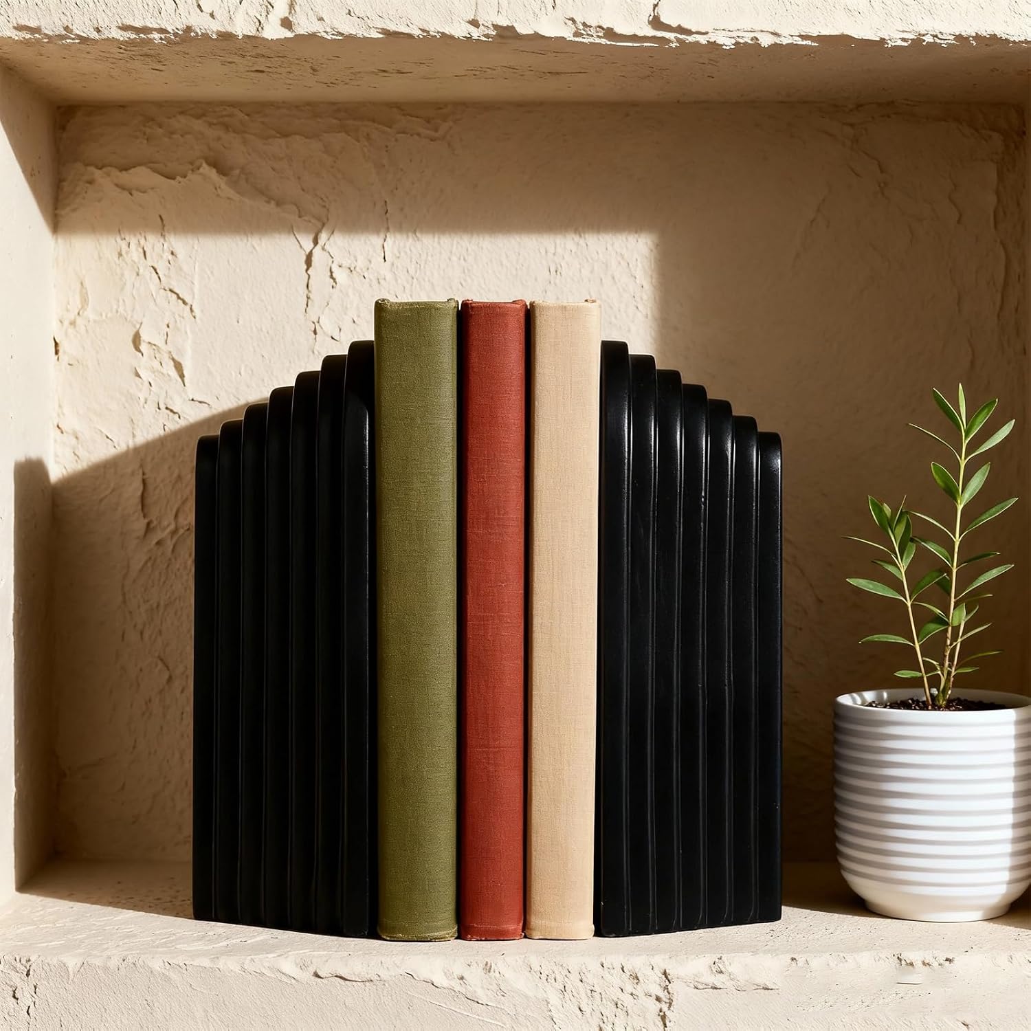 Modern Matte Decorative Book Ends / Black
