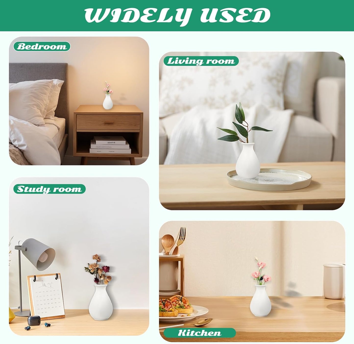 Ceramic Bud Vases Bulk / White / 3.9 Inch / Set of 15