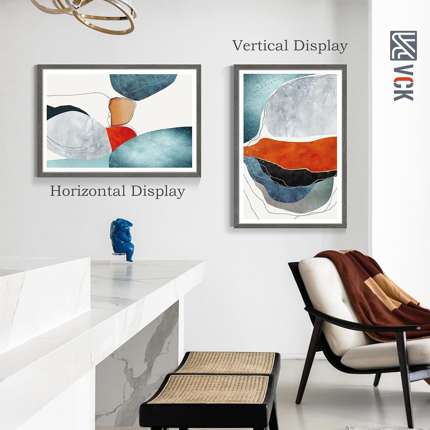 VCK 27x40 Poster Frame Gray 4 Pack, Wide Thick Wood Border, for Prints | Exclusive Woodgrain, Wall Hanging, HD