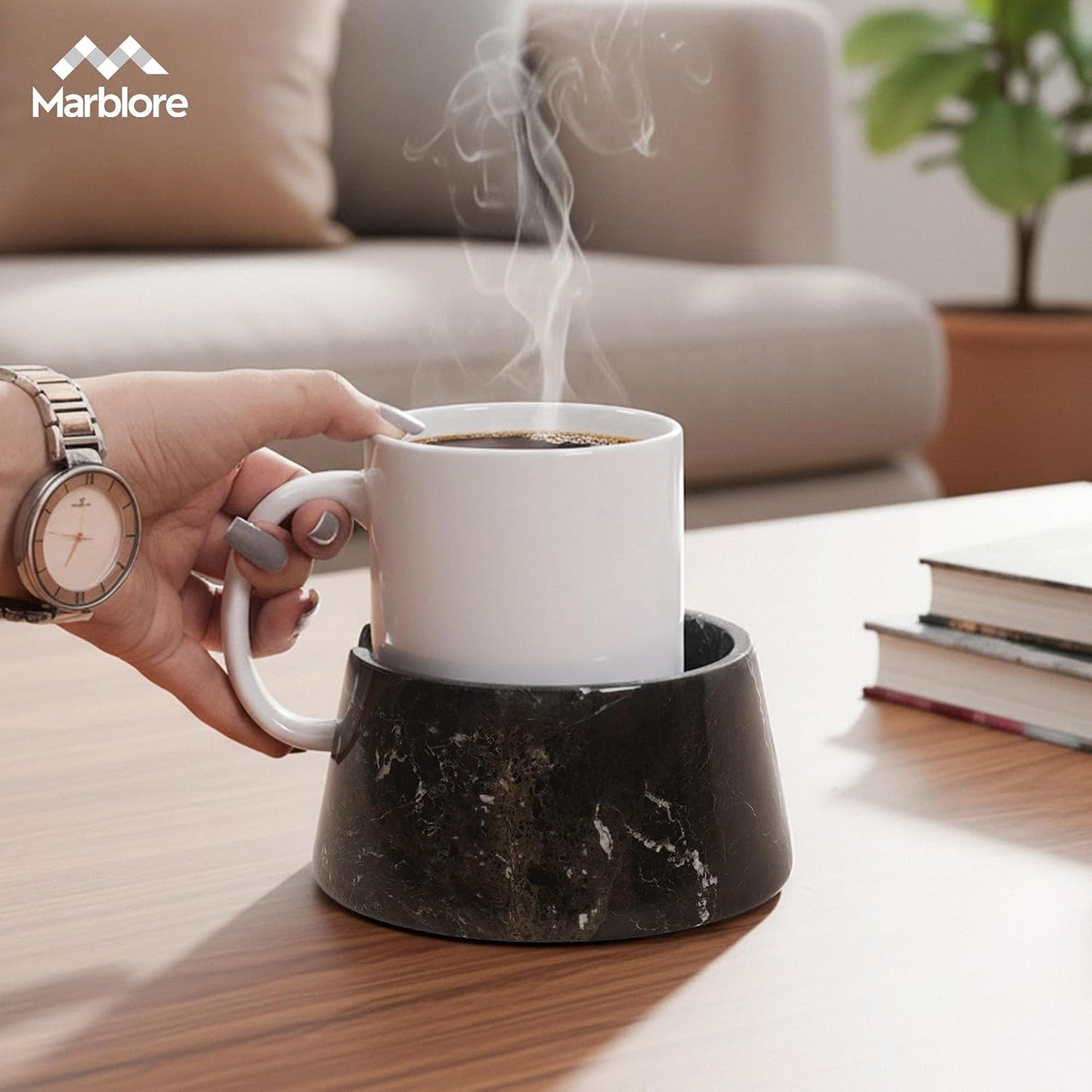 Marble Coffee Cup and Can Holder / Black Zebra