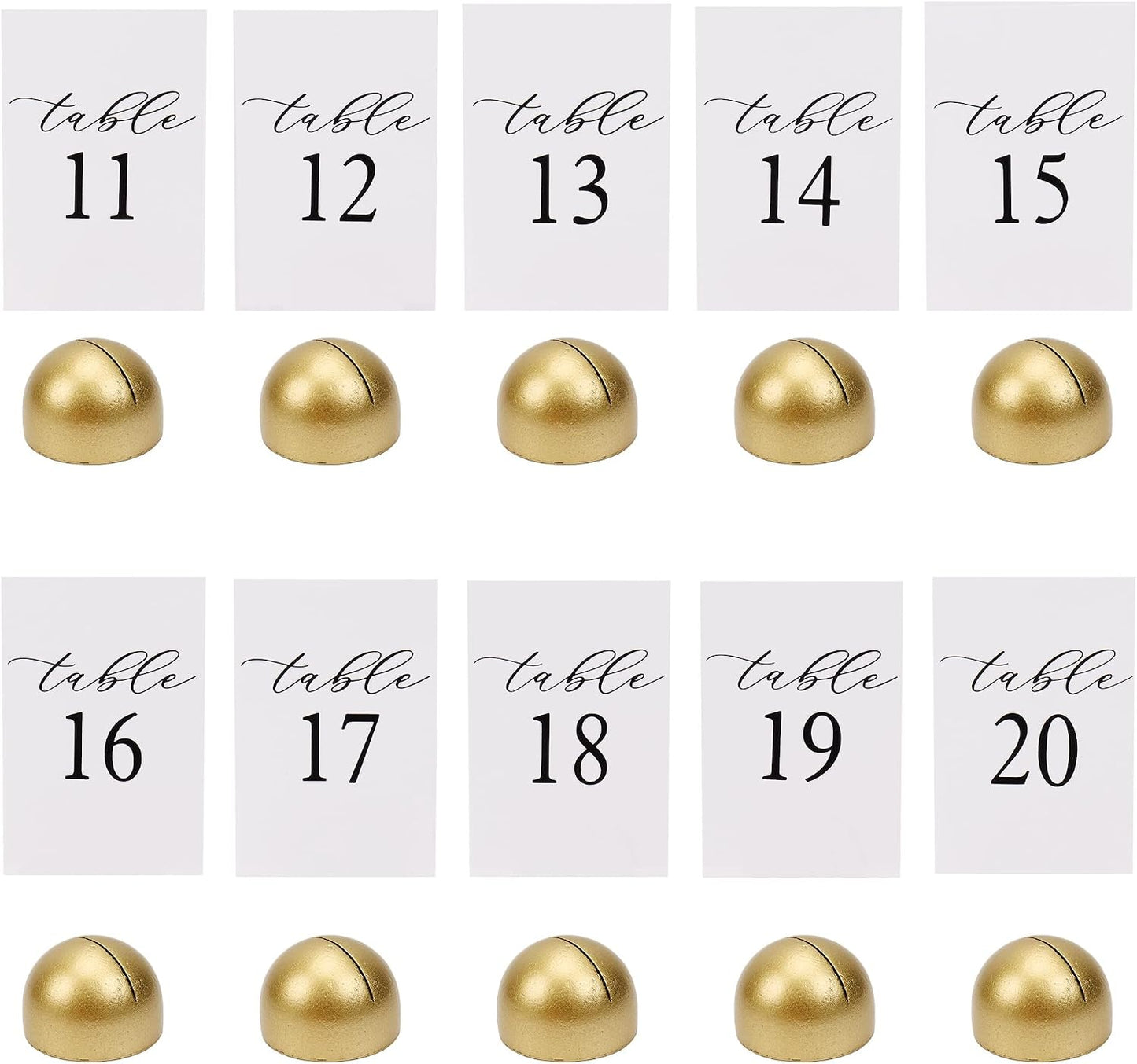 Hanna Roberts Modern Cursive Table Number Card Stock Signs with Round Stand for Wedding Reception, Restaurant, Event