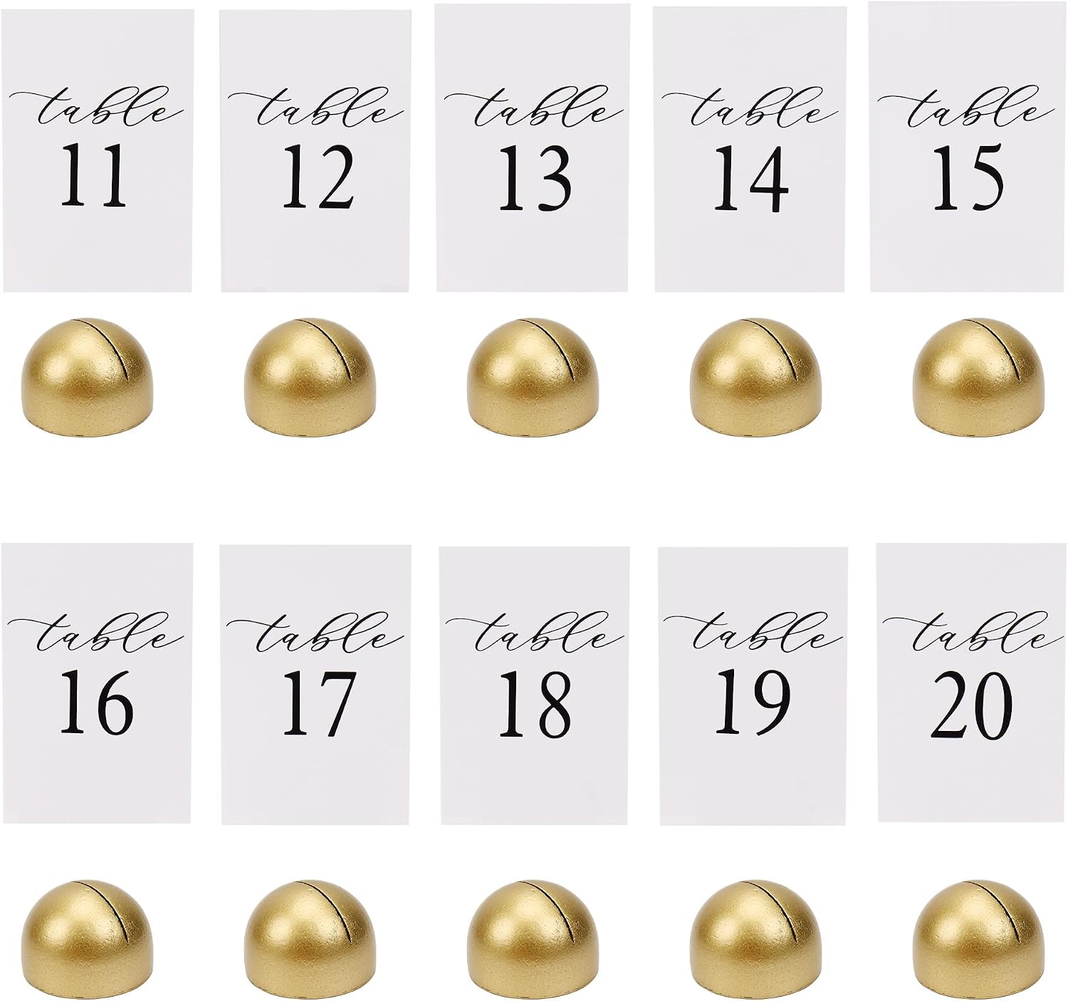 Hanna Roberts Modern Cursive Table Number Card Stock Signs with Round Stand for Wedding Reception, Restaurant, Event