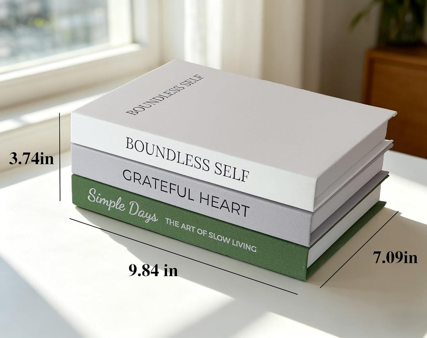Olive Green Decorative Books Minimalist Linen Hardcover Faux / Philosophical Olive Green / Set of 3
