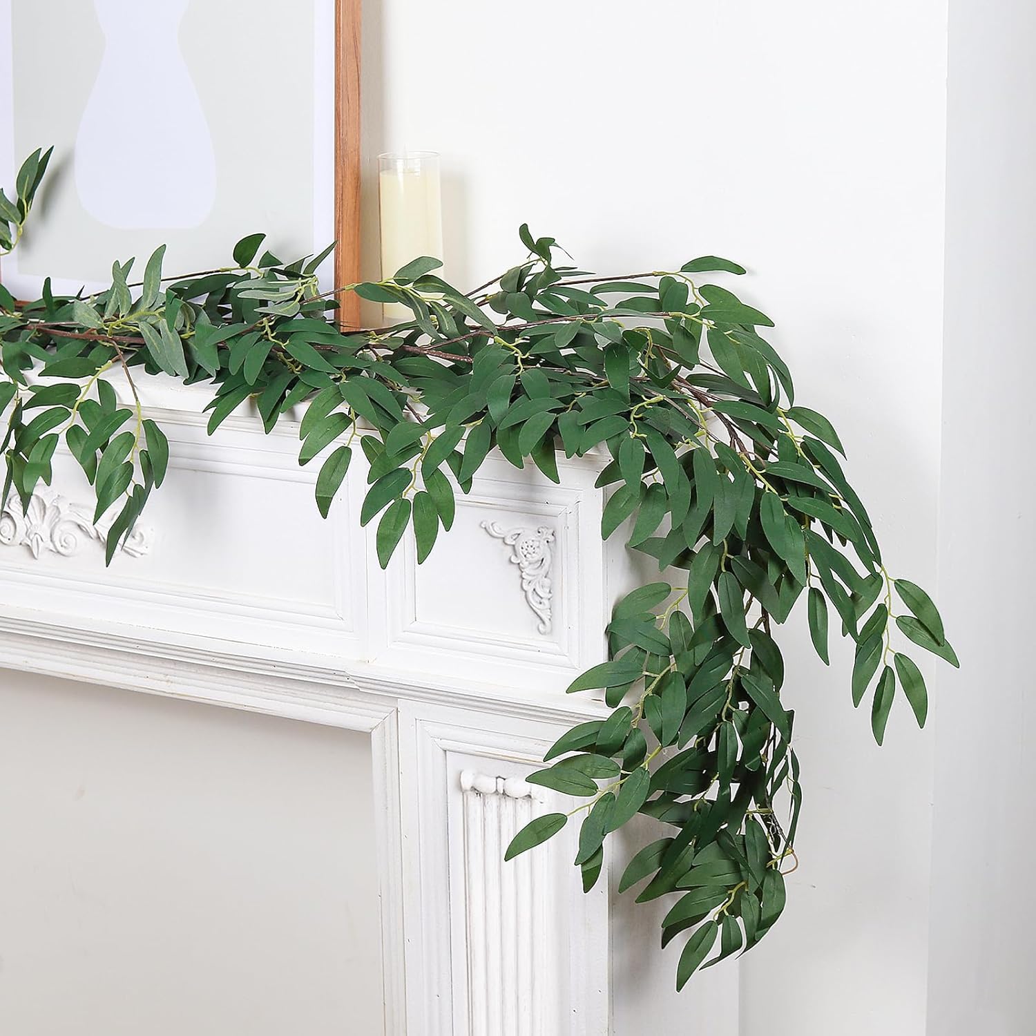 Artificial Willow Leaves Vine Twigs Fake Hanging Ivy / Willow Vines Green / 5.7 Inch / Set of 2