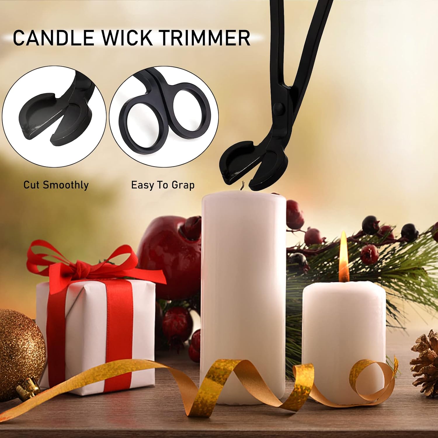 5IN1 Candle Accessory Set, Candle Wick Trimmer Cutter, Candle Snuffer & Candle Wick Dipper,Electric Lighter,Storage