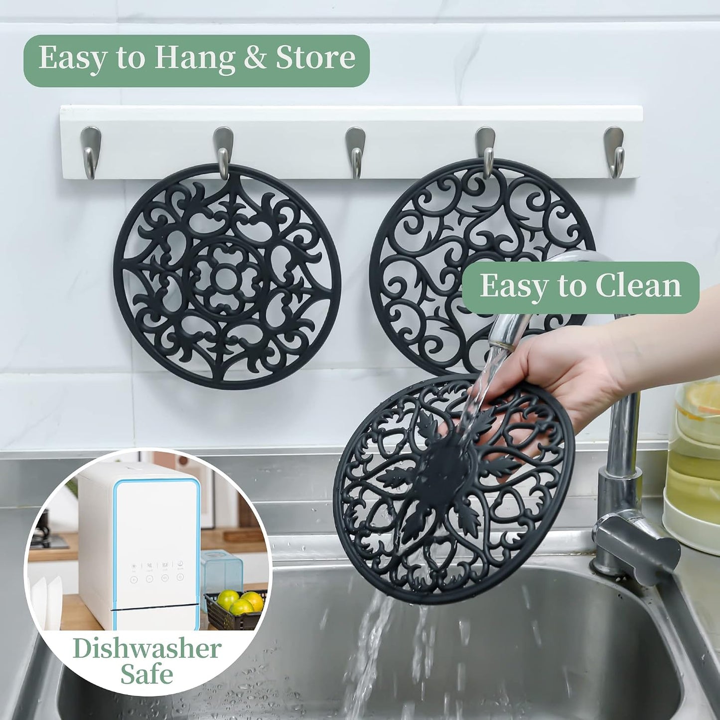Trivets for Hot Dishes, Silicone Trivet Hot Pads for Kitchen Tabletops, Silicone Trivets for Hot Pots and Pans on