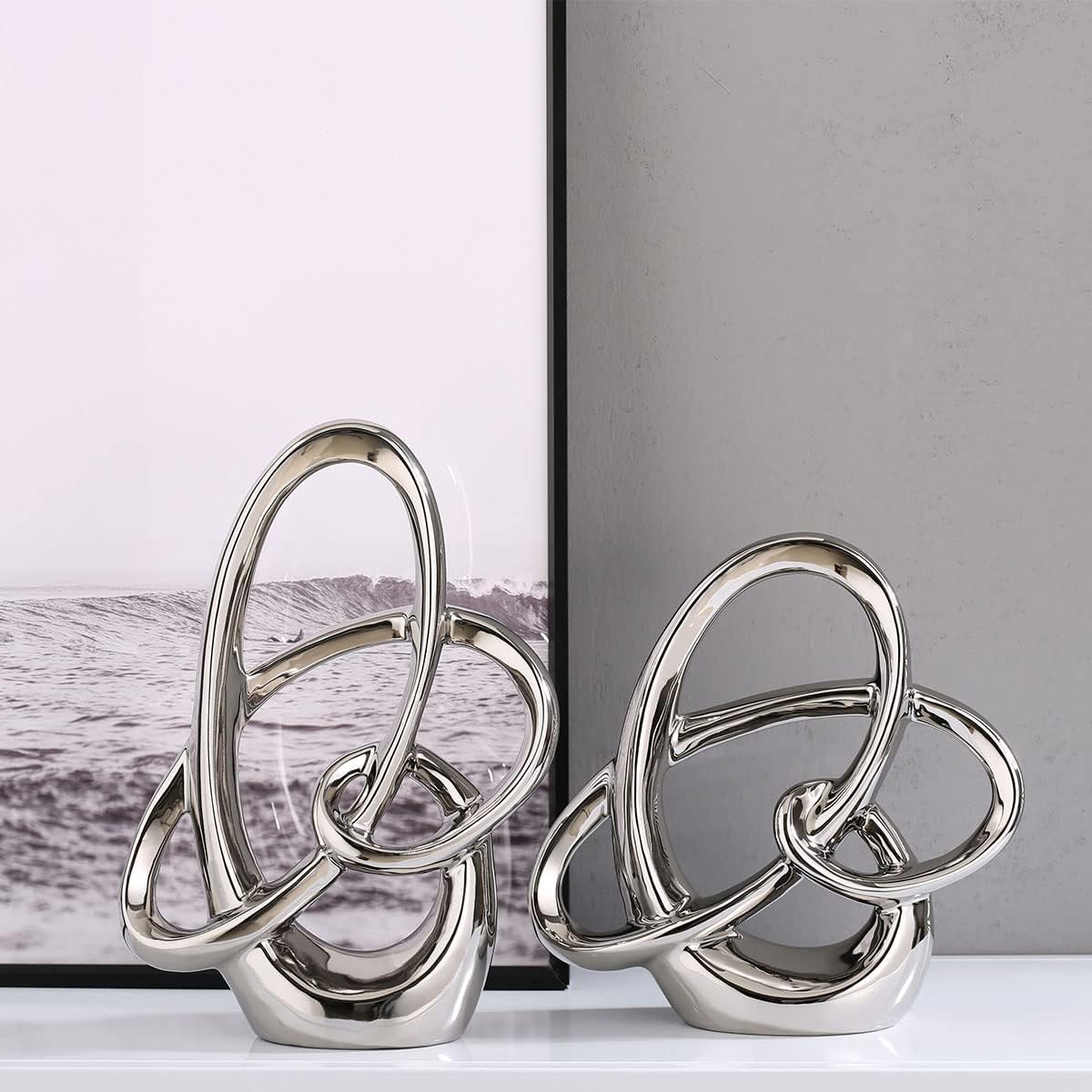 Modern Decor Ceramic Statue / Silver / Large