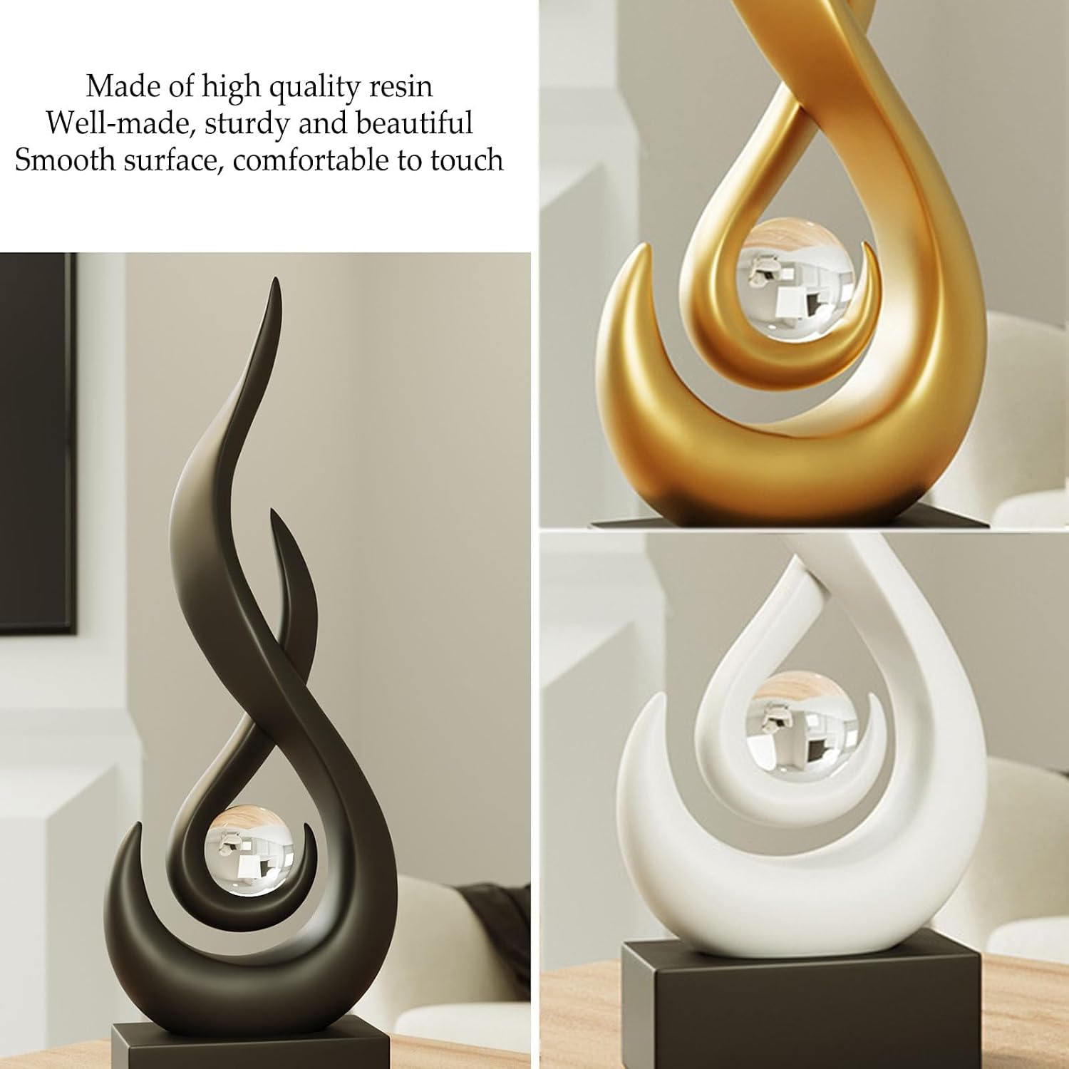 Modern Flame Sculpture Decor Flame Statue / Small Gold