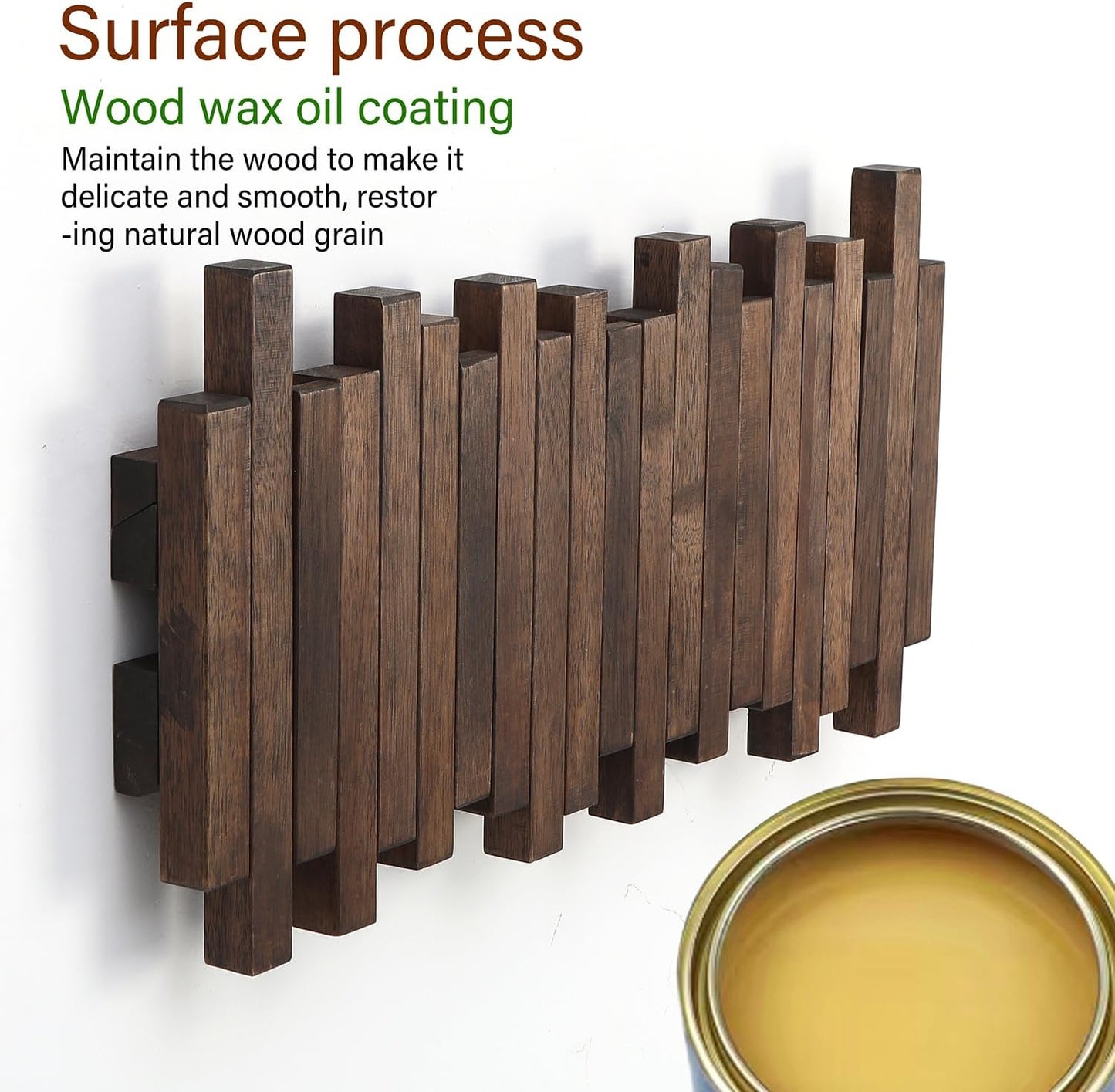 Natural Wood Wall Mounted Piano Coat Rack| Coat Rack Wall Mount| Flip Down Wall Hook Rack 5 Hooks| Entryway Coat
