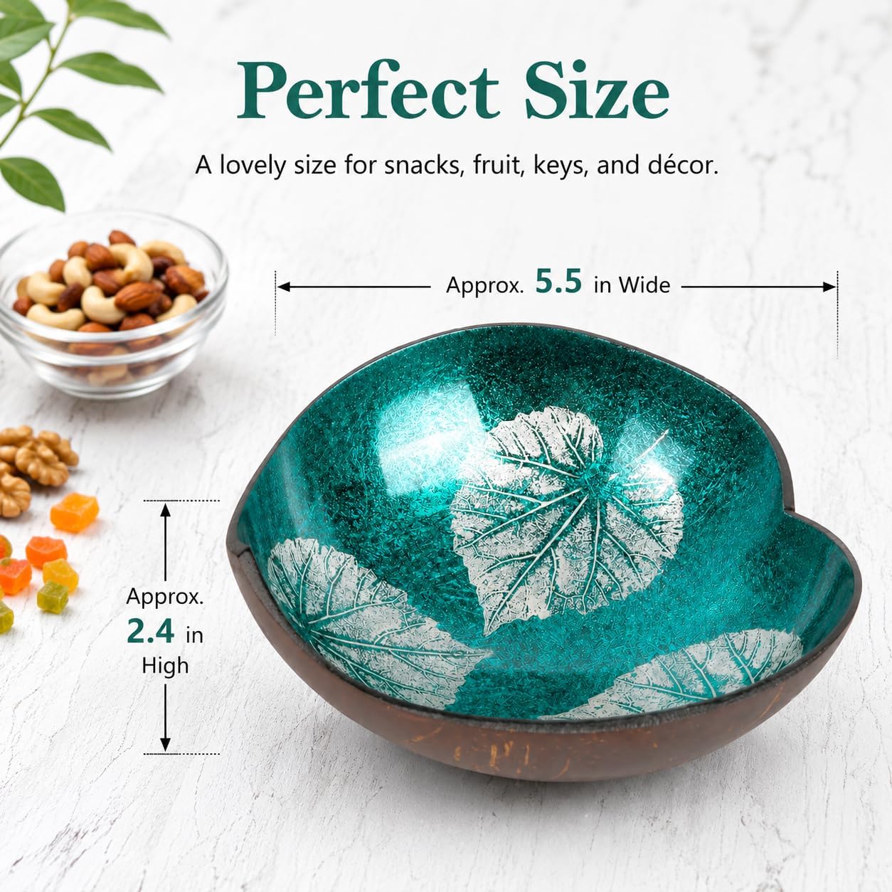 Key Bowl Holder for Entryway Table / Blue Leaves