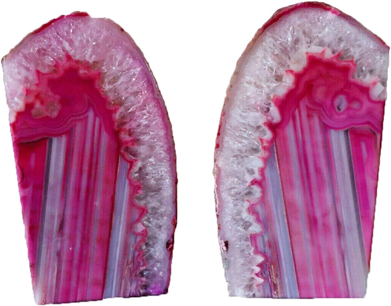 Agate Bookends 1 Pair 2-3 Lbs Small Natural Crystal Book Stopper for Books CDs & / Pink / 2-3LBS