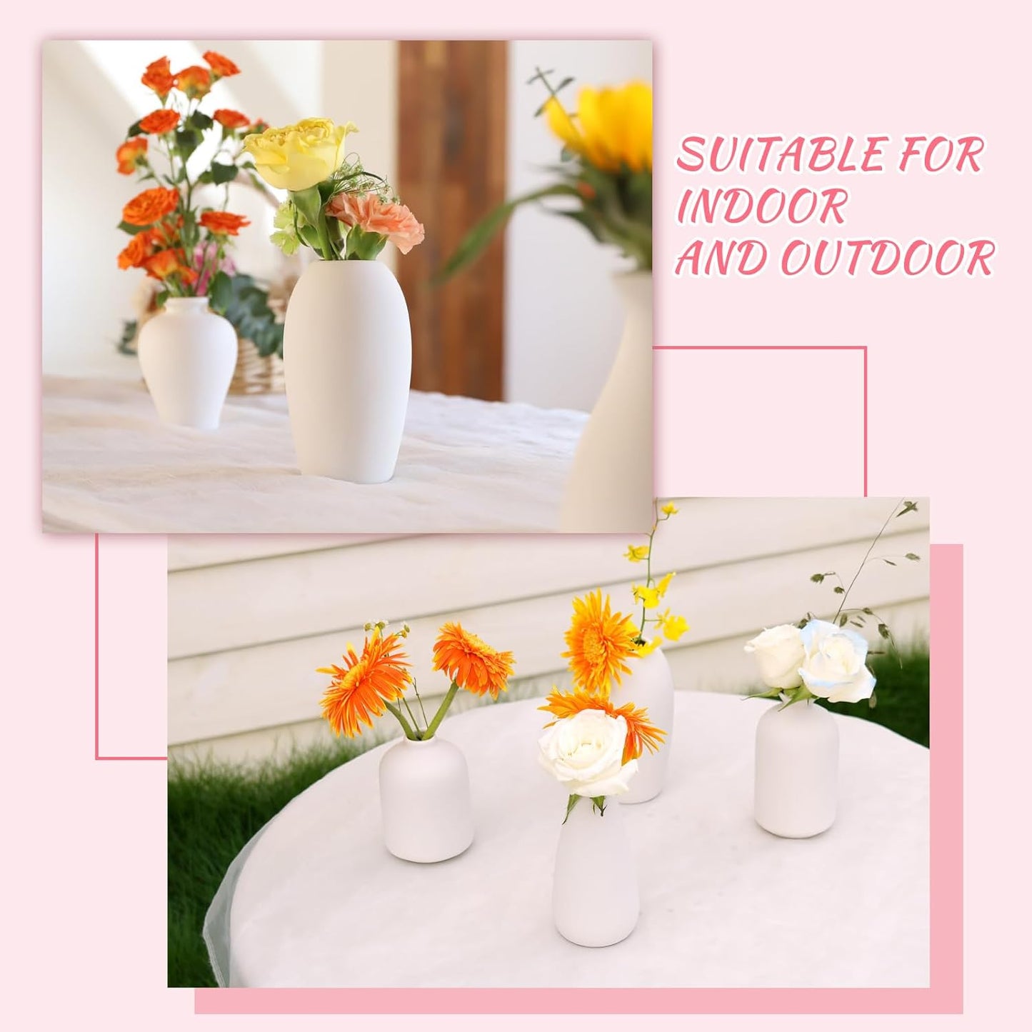 Ceramic Bud Vase / White / Set of 8