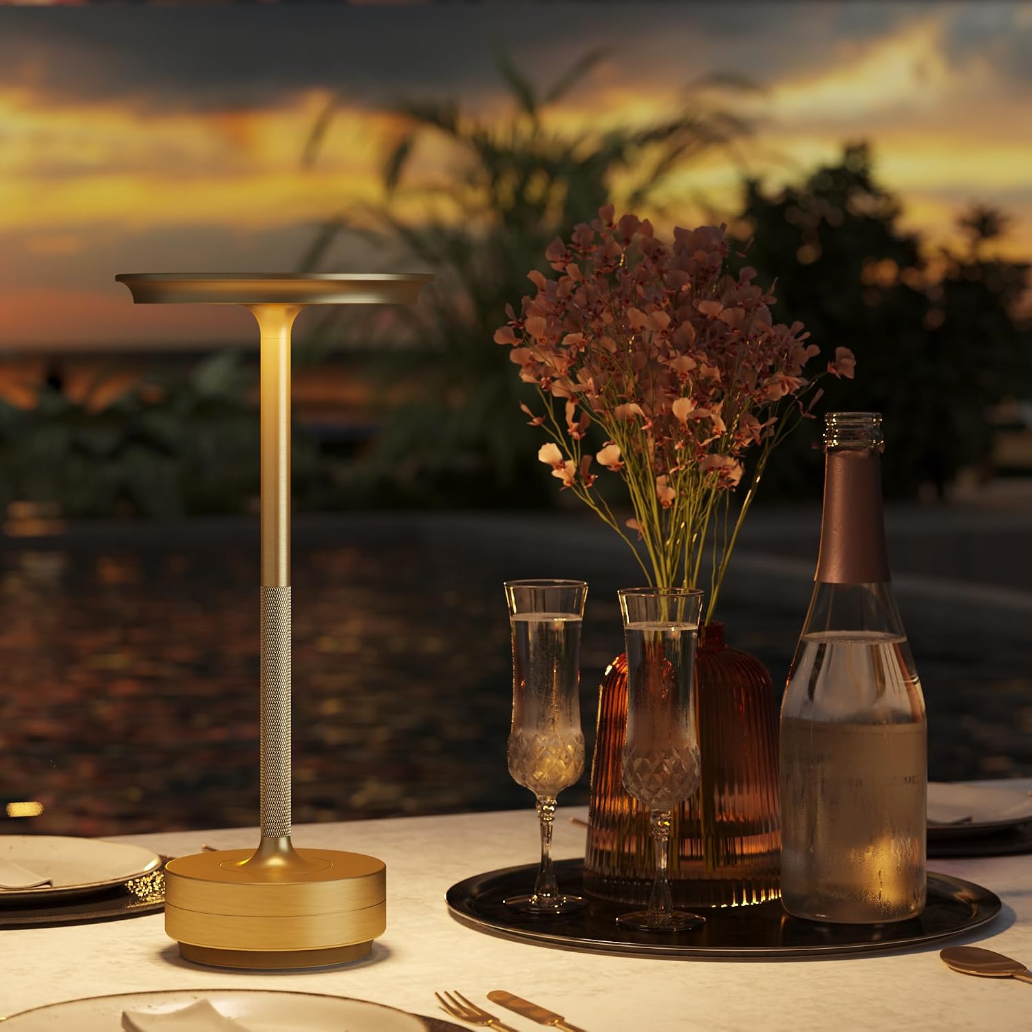 Cordless Rechargeable Table Lamp,LED Portable Battery Table Lights | 5000mAh Outdoor IP54 Waterproof Battery Operated