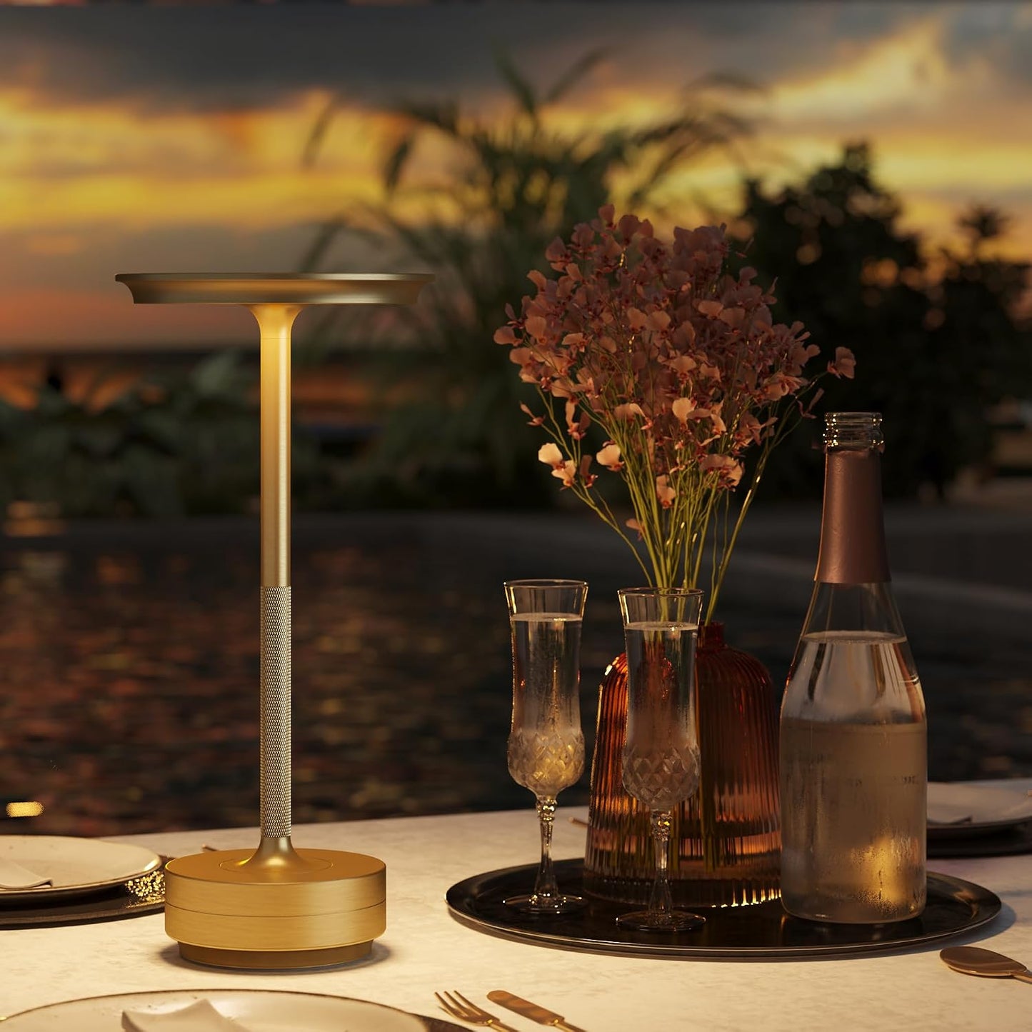 Cordless LED Table Lamp,Portable Rechargeable Battery Operated Table Lights | 3 Levels Brightness Dimming IP54