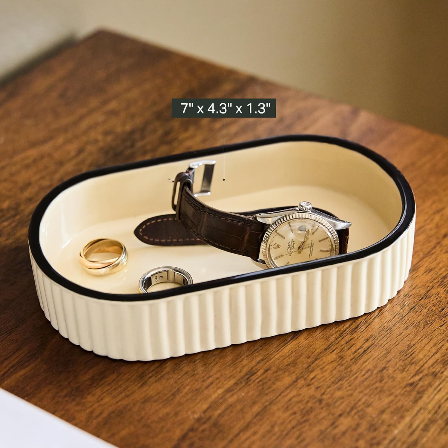 Signature Ceramic Tray / Alabaster / 7 x 4.3 x 1.3