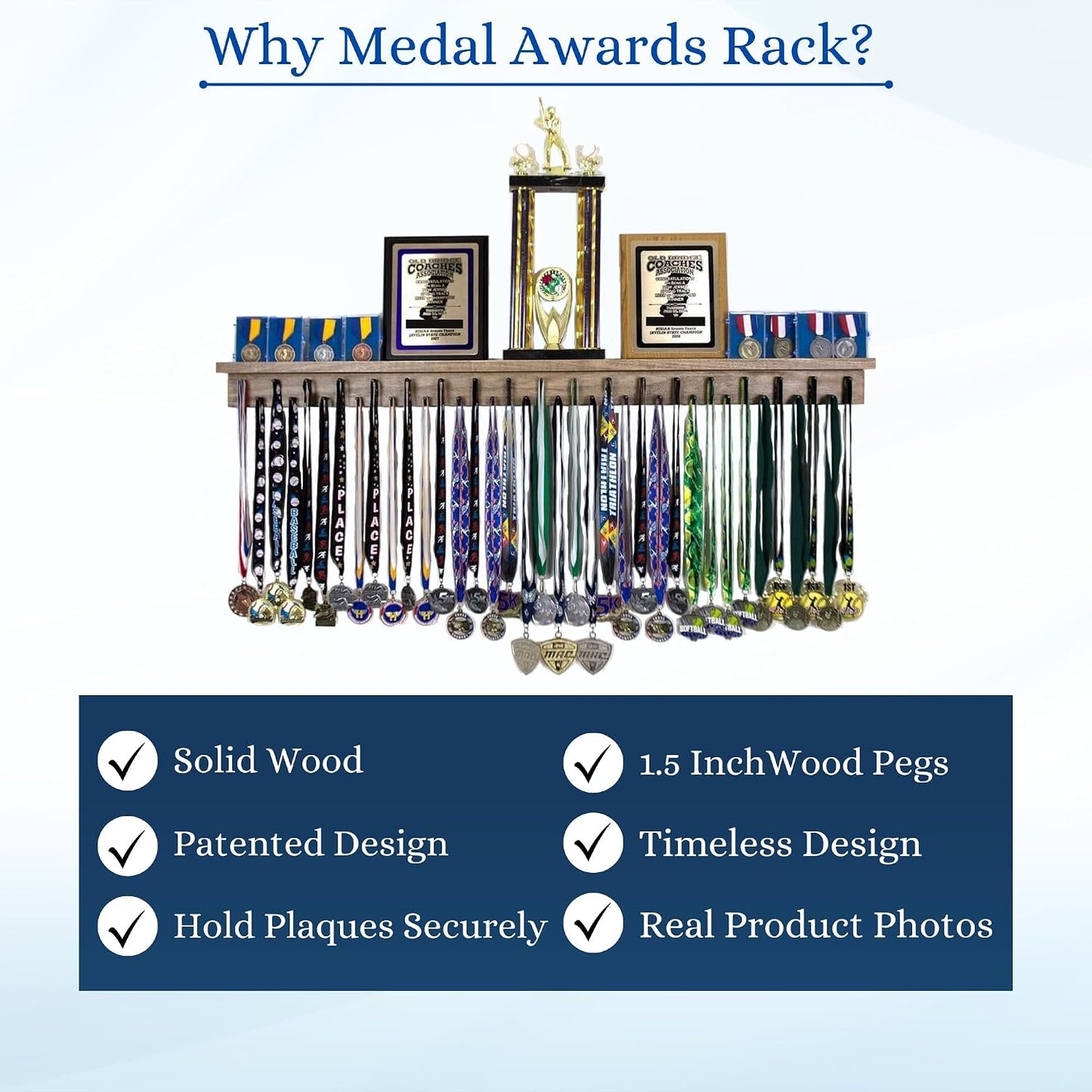 4ft- Premier Medal Hanger Display Rack and Trophy Shelf for Gymnastics, Soccer, Basketball, Football, and More. The