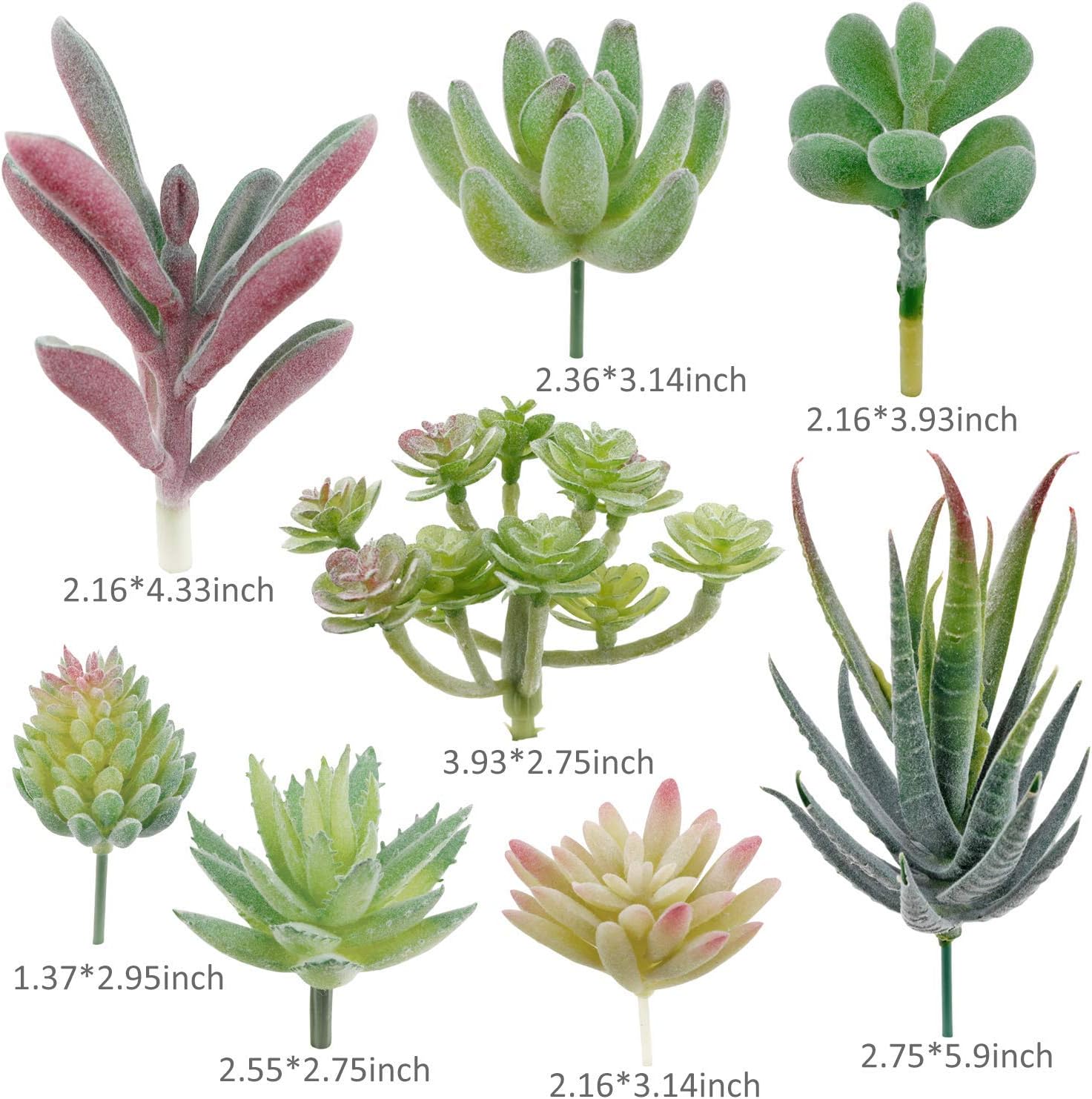 Fake Succulents Plants Artificial Small Fake Plants Faux / Green / 1.5-3.5 Inches / Set of 16