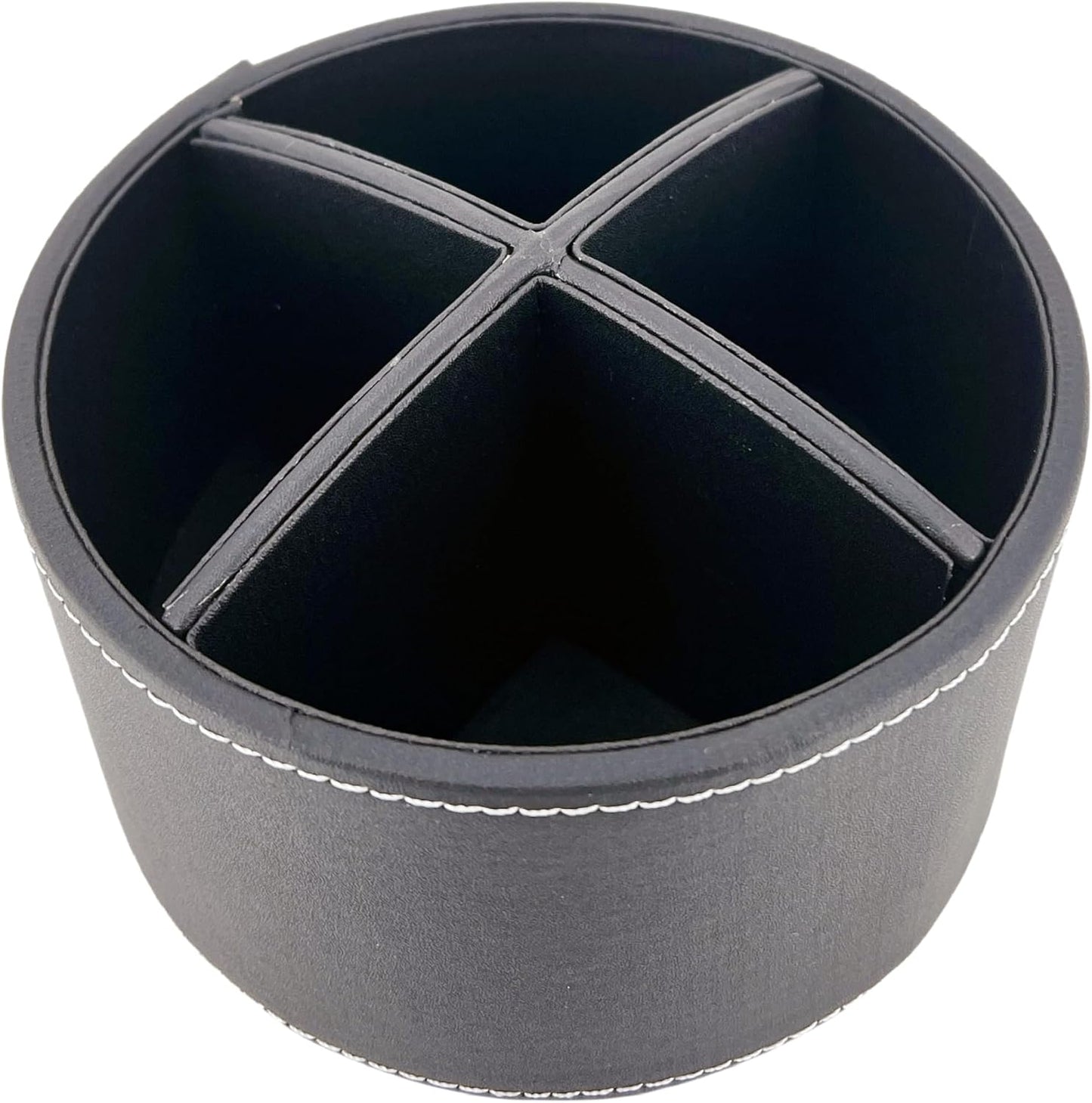PU Leather Round TV Remote Control Holder / Black