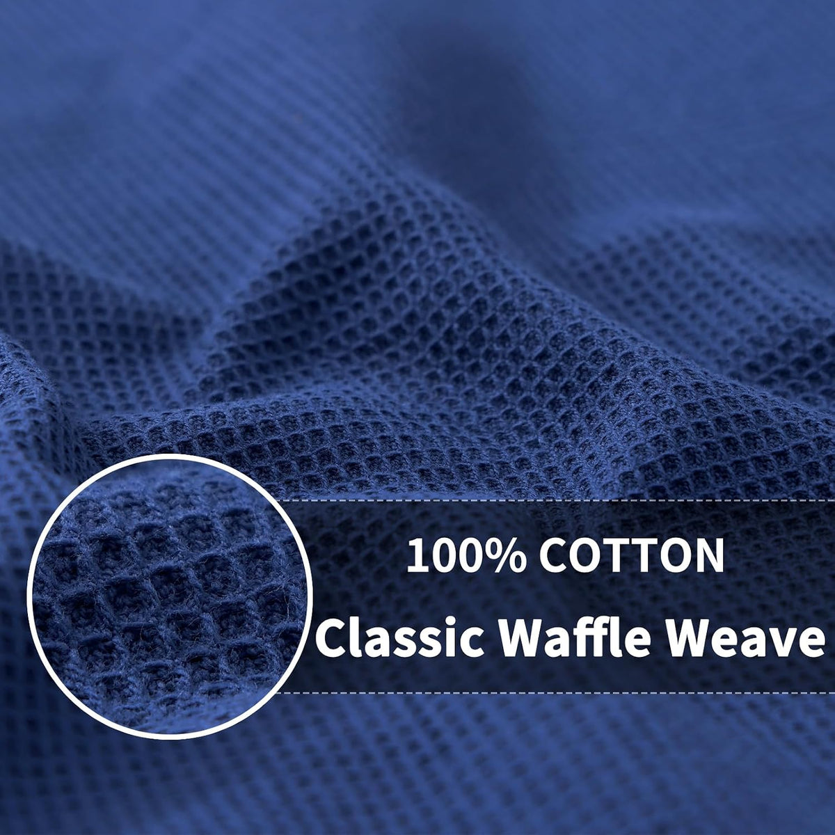 Homaxy 100% Cotton Waffle Weave Kitchen Towels, 12 Pack, Navy Blue | Soft and Absorbent Dish Towels, 16 x 26 Inches